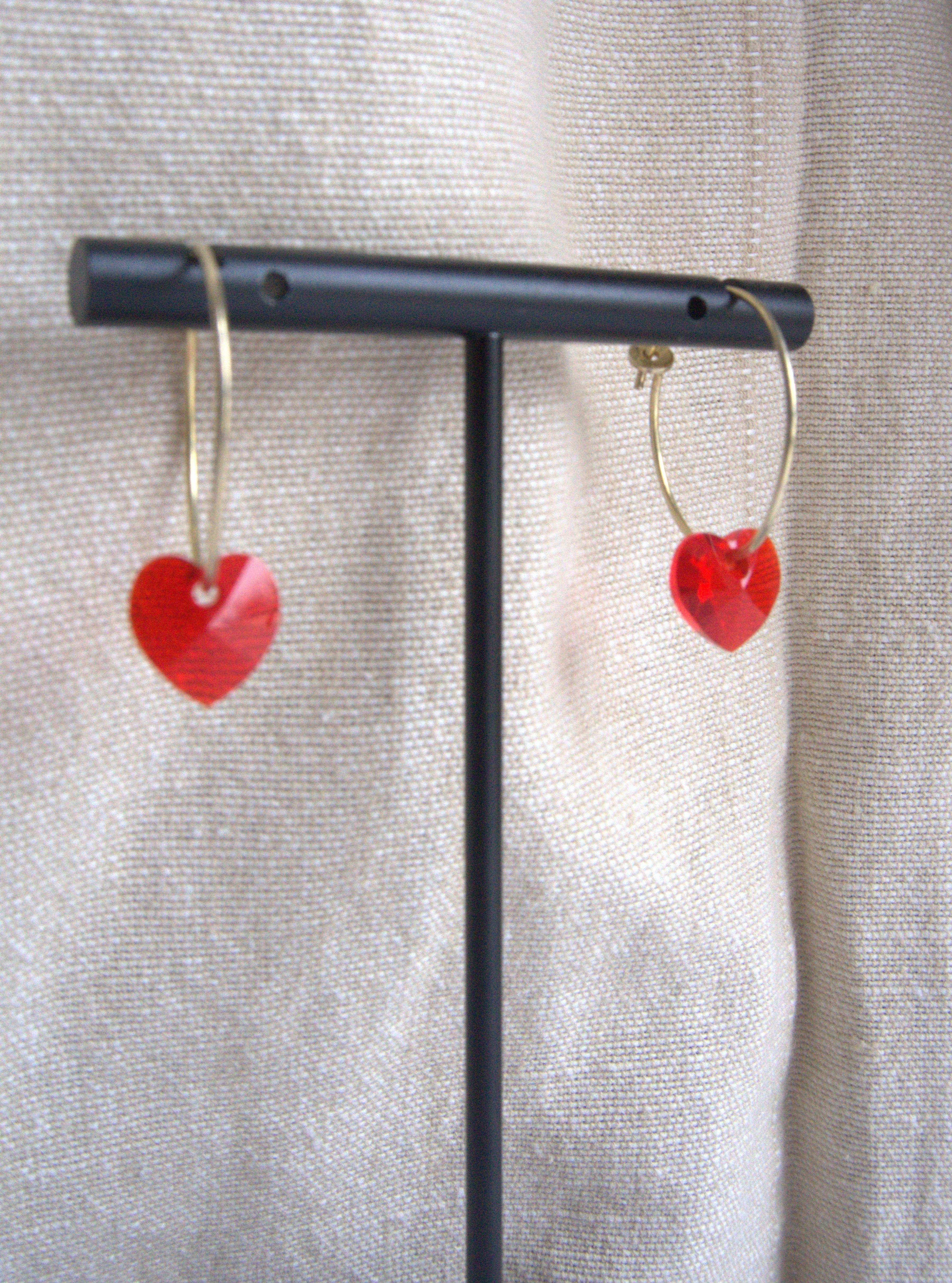 Orecchini cuore di Swarovski Crystal cerchio grande - oro giallo