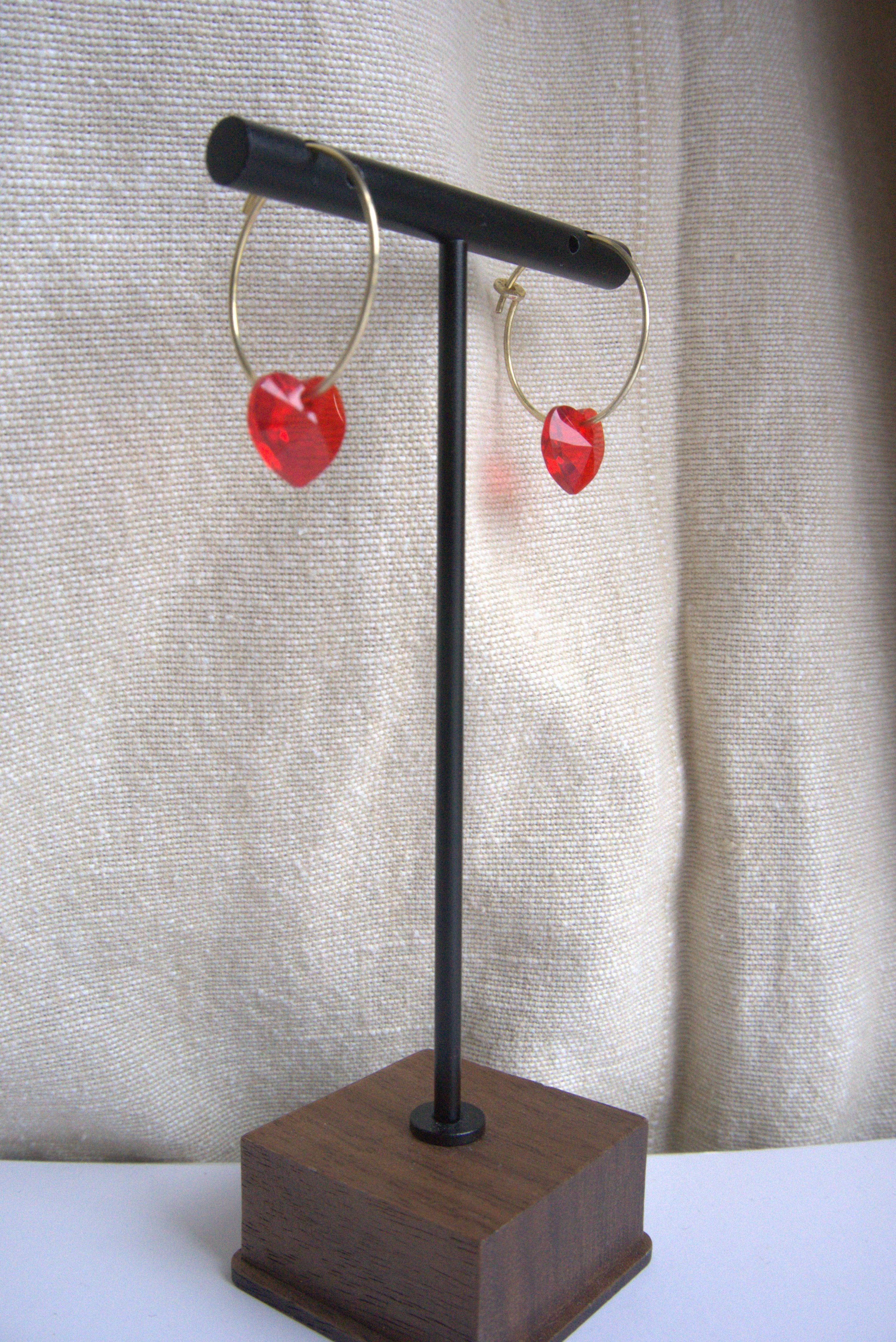 Orecchini cuore di Swarovski Crystal cerchio grande - oro giallo