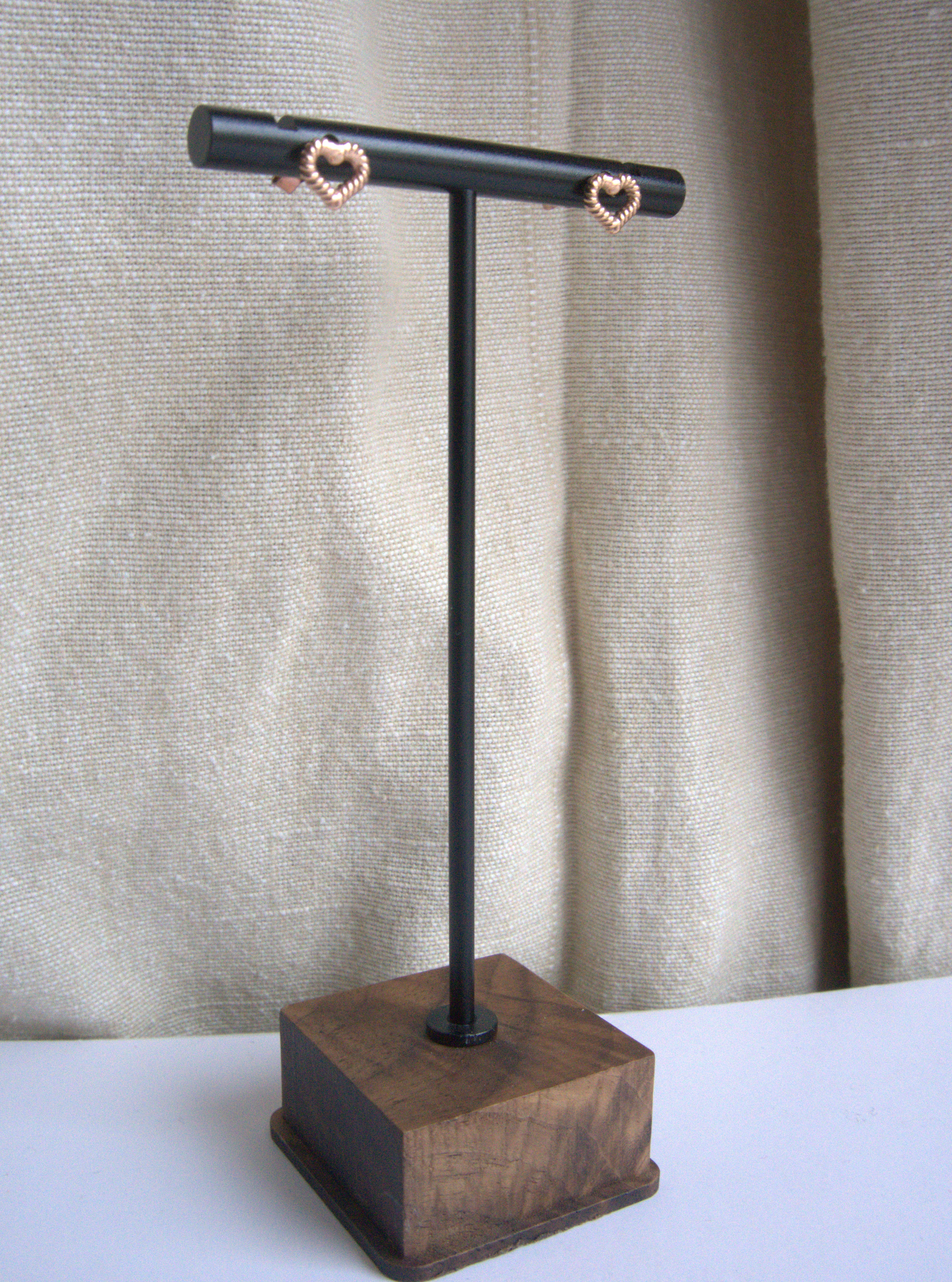 Orecchini micro cuore intagliato a lobo - oro rosa