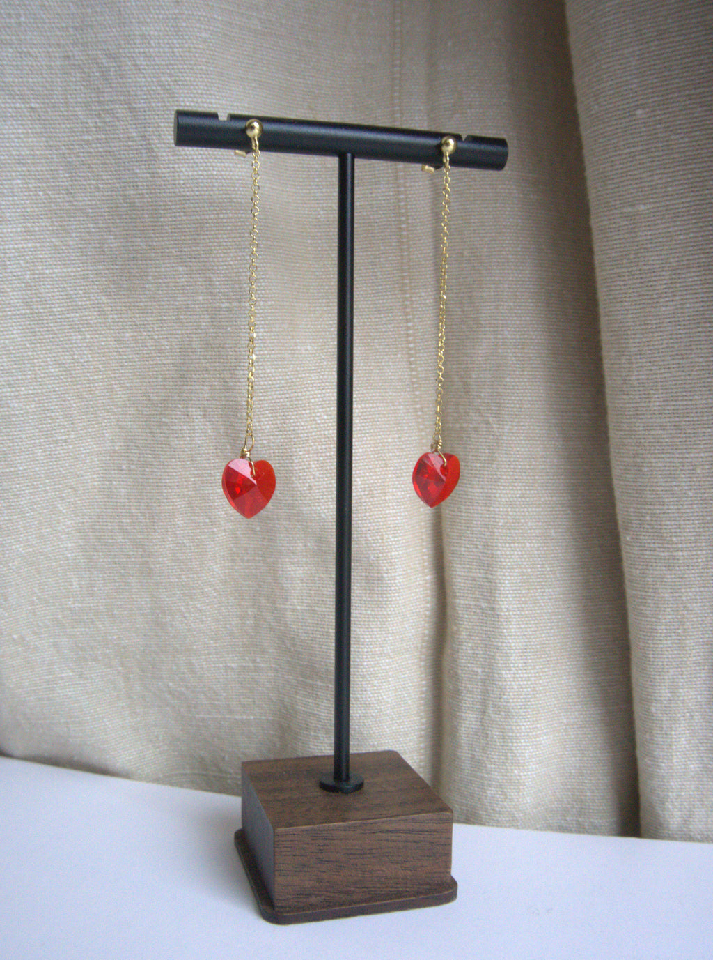 Orecchini cuore di Swarovski Crystal pendente - oro giallo