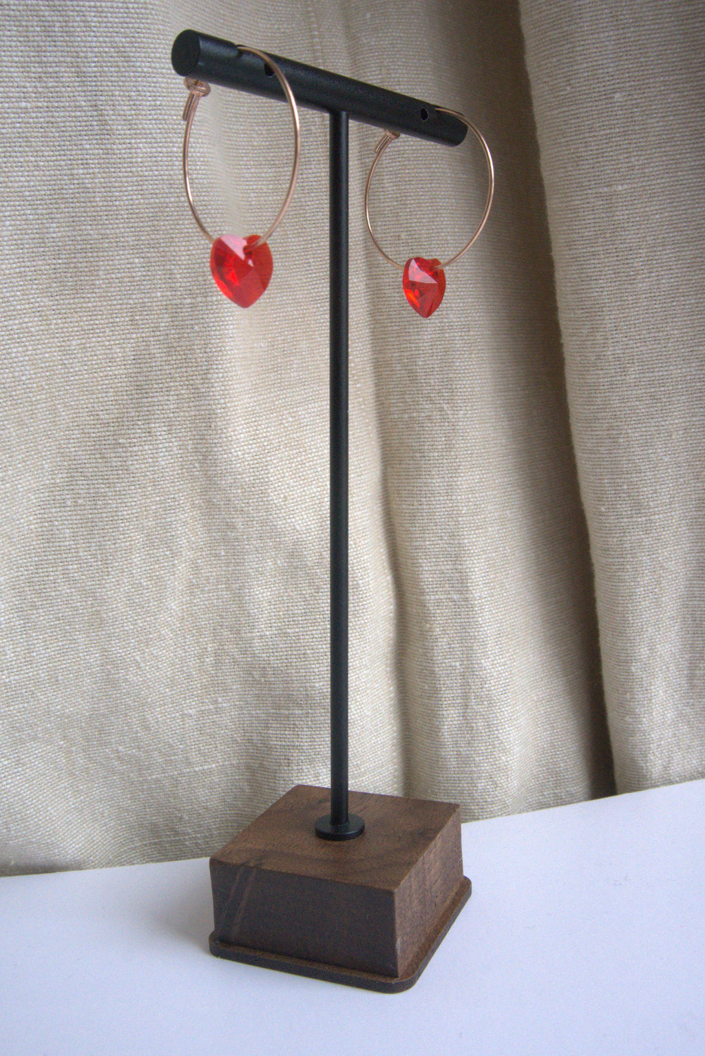 Orecchini cuore di Swarovski Crystal cerchio grande - oro rosa