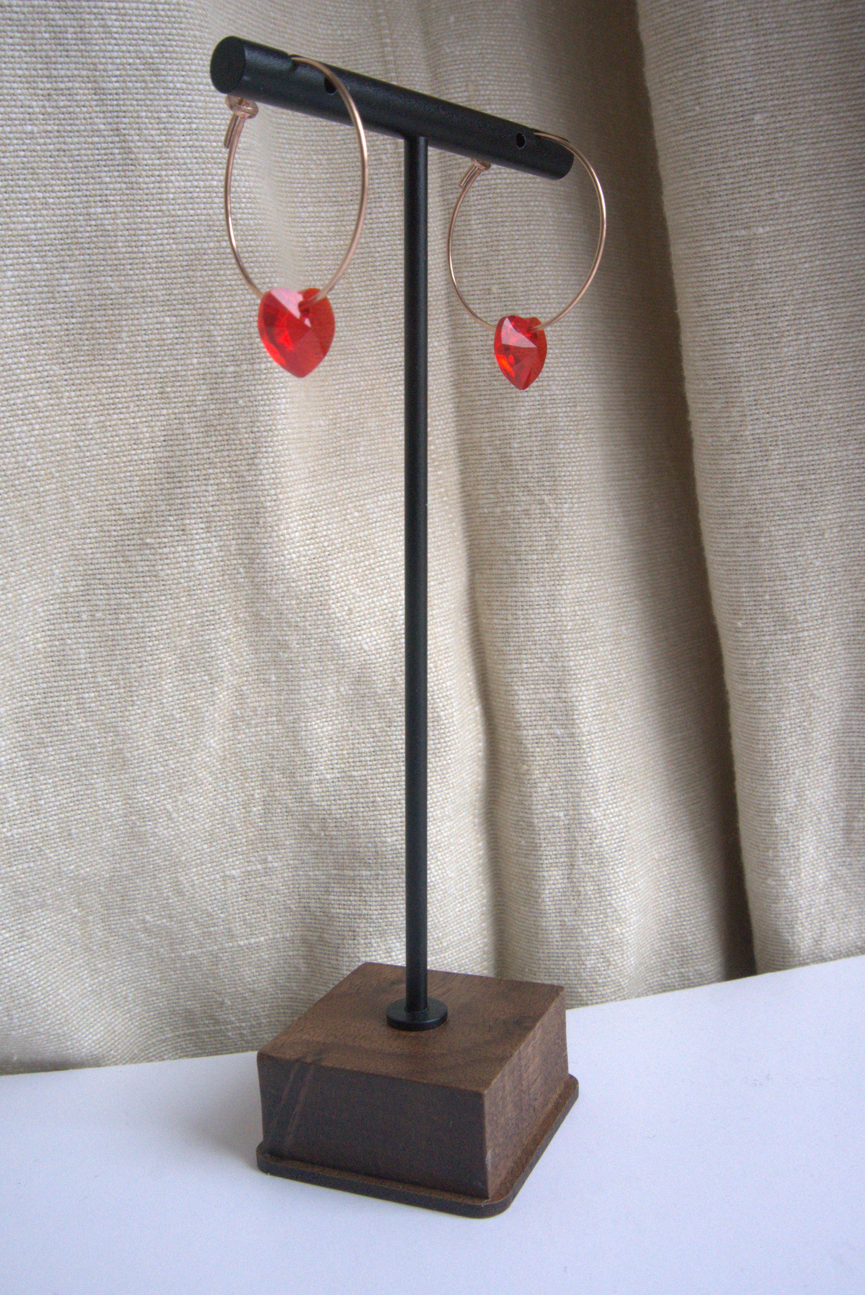 Orecchini cuore di Swarovski Crystal cerchio grande - oro rosa