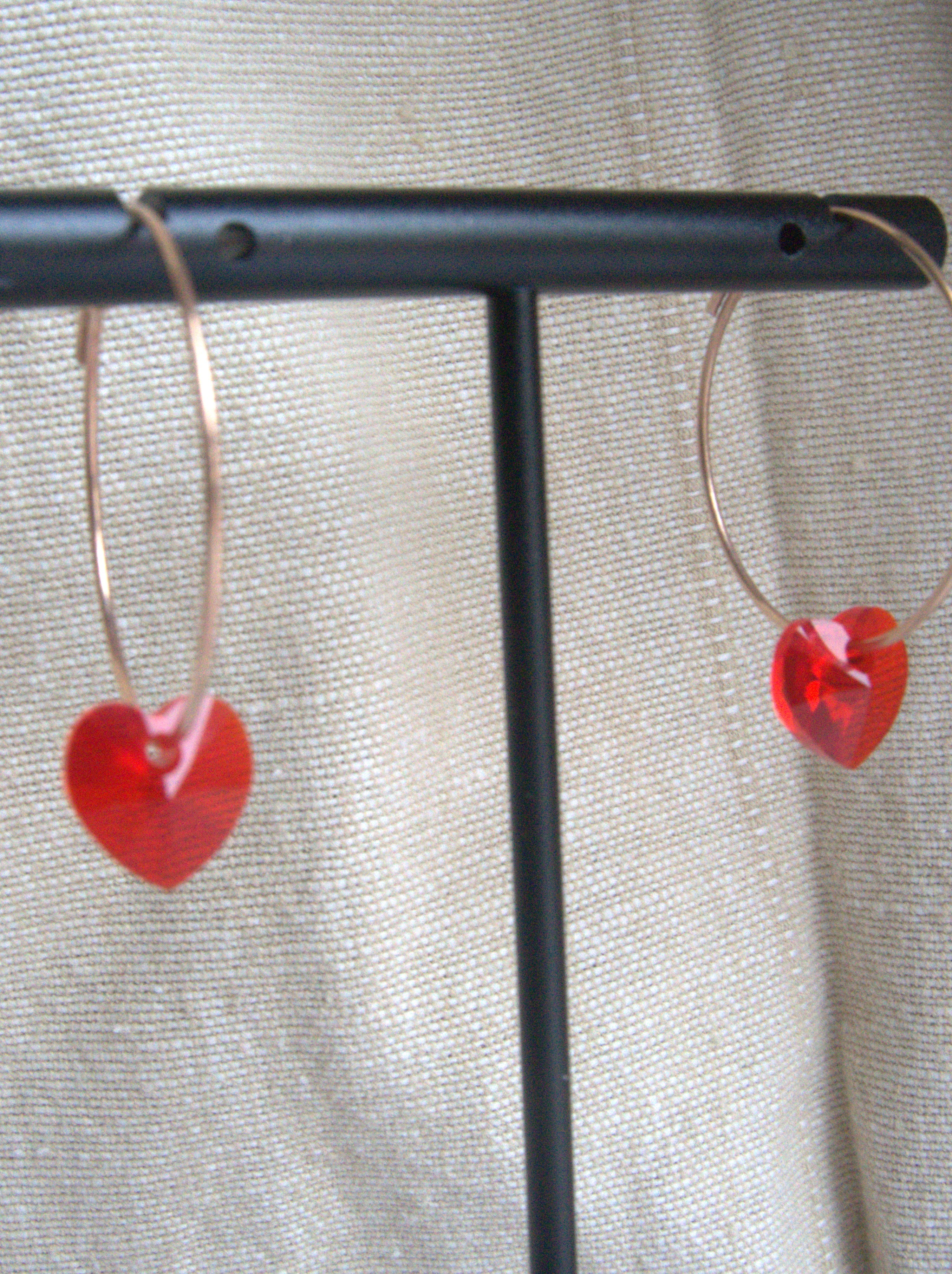 Orecchini cuore di Swarovski Crystal cerchio grande - oro rosa