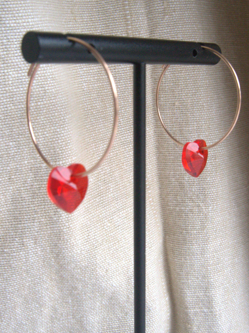 Orecchini cuore di Swarovski Crystal cerchio grande - oro rosa
