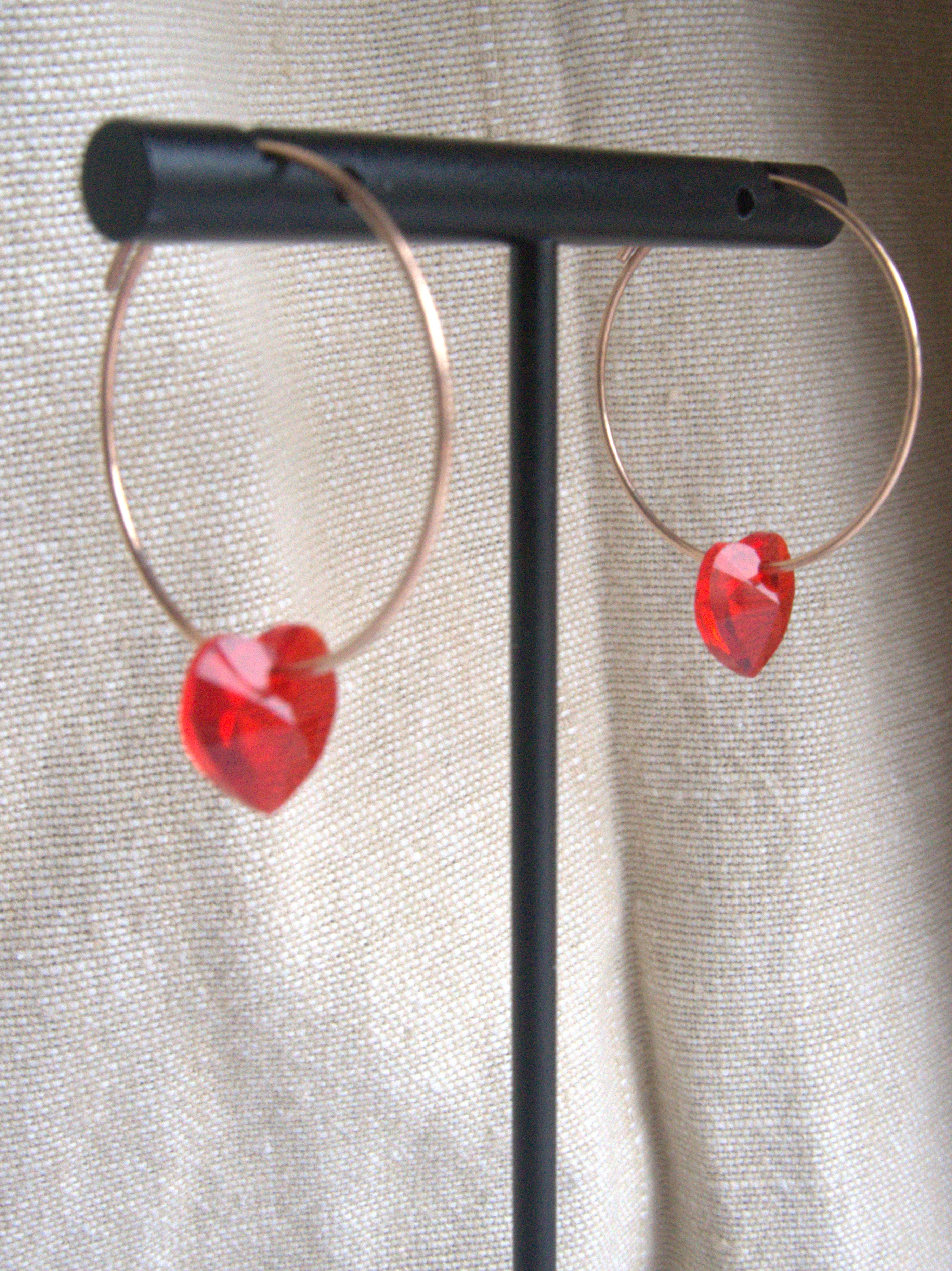 Orecchini cuore di Swarovski Crystal cerchio grande - oro rosa