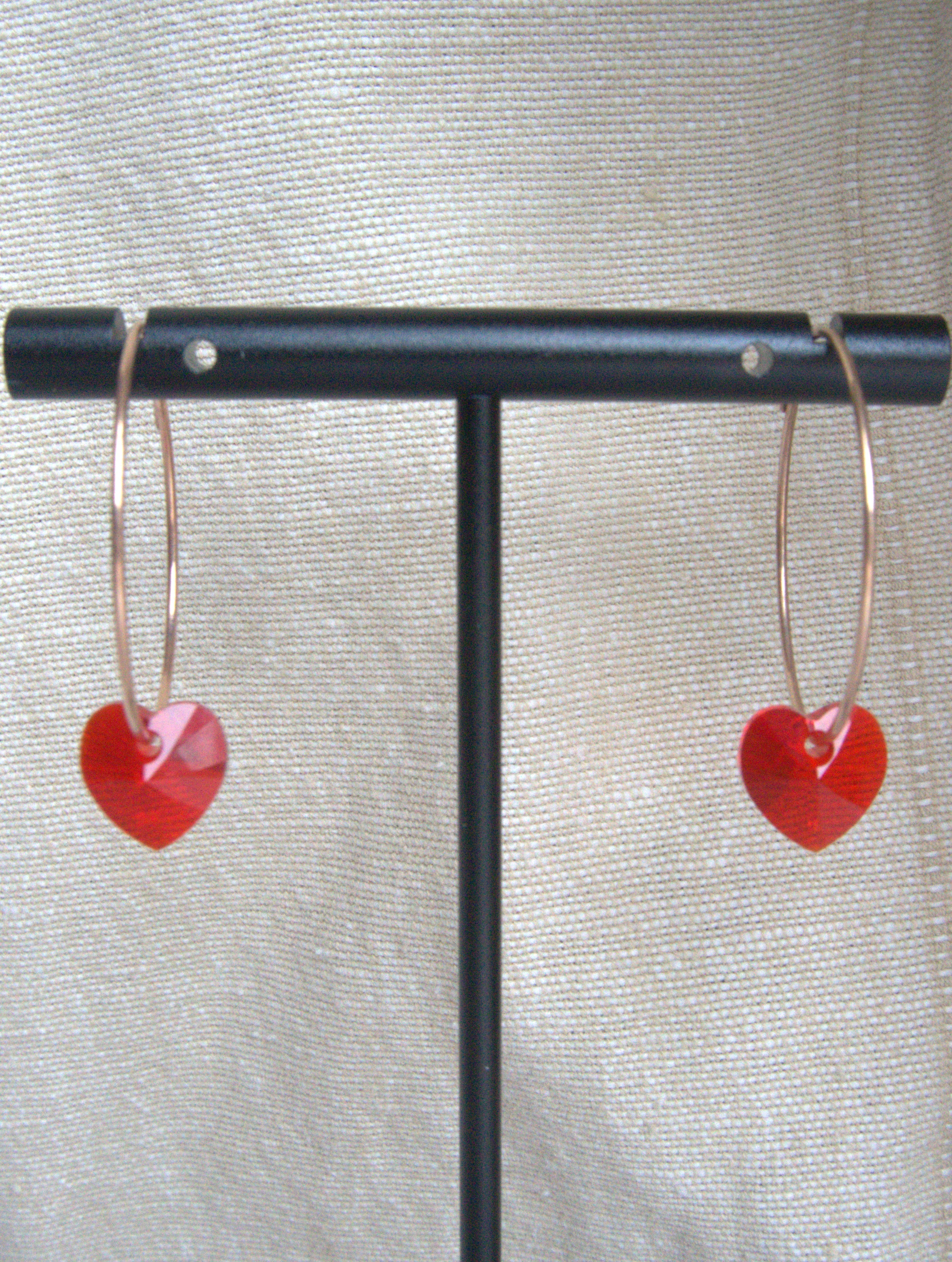 Orecchini cuore di Swarovski Crystal cerchio grande - oro rosa