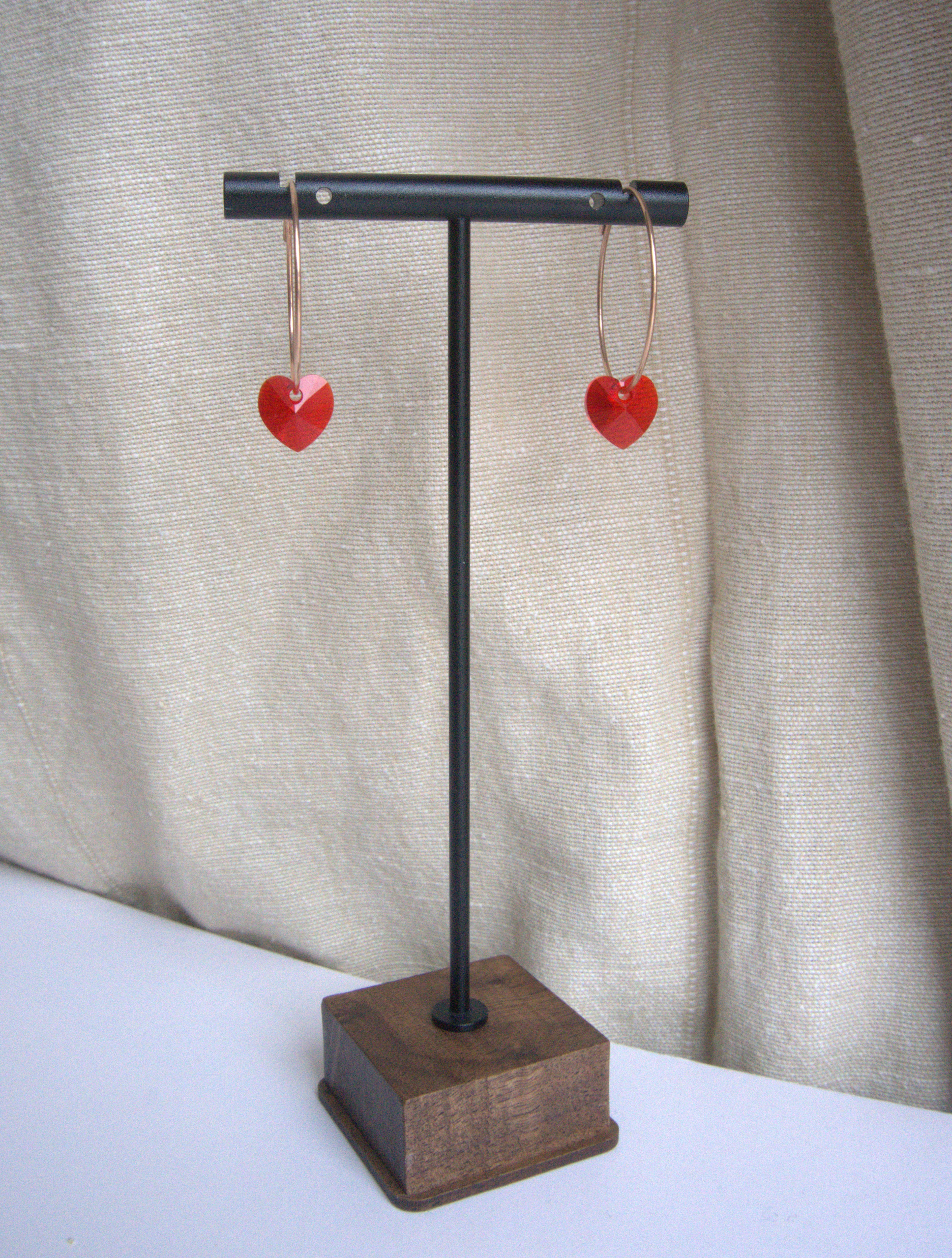 Orecchini cuore di Swarovski Crystal cerchio grande - oro rosa