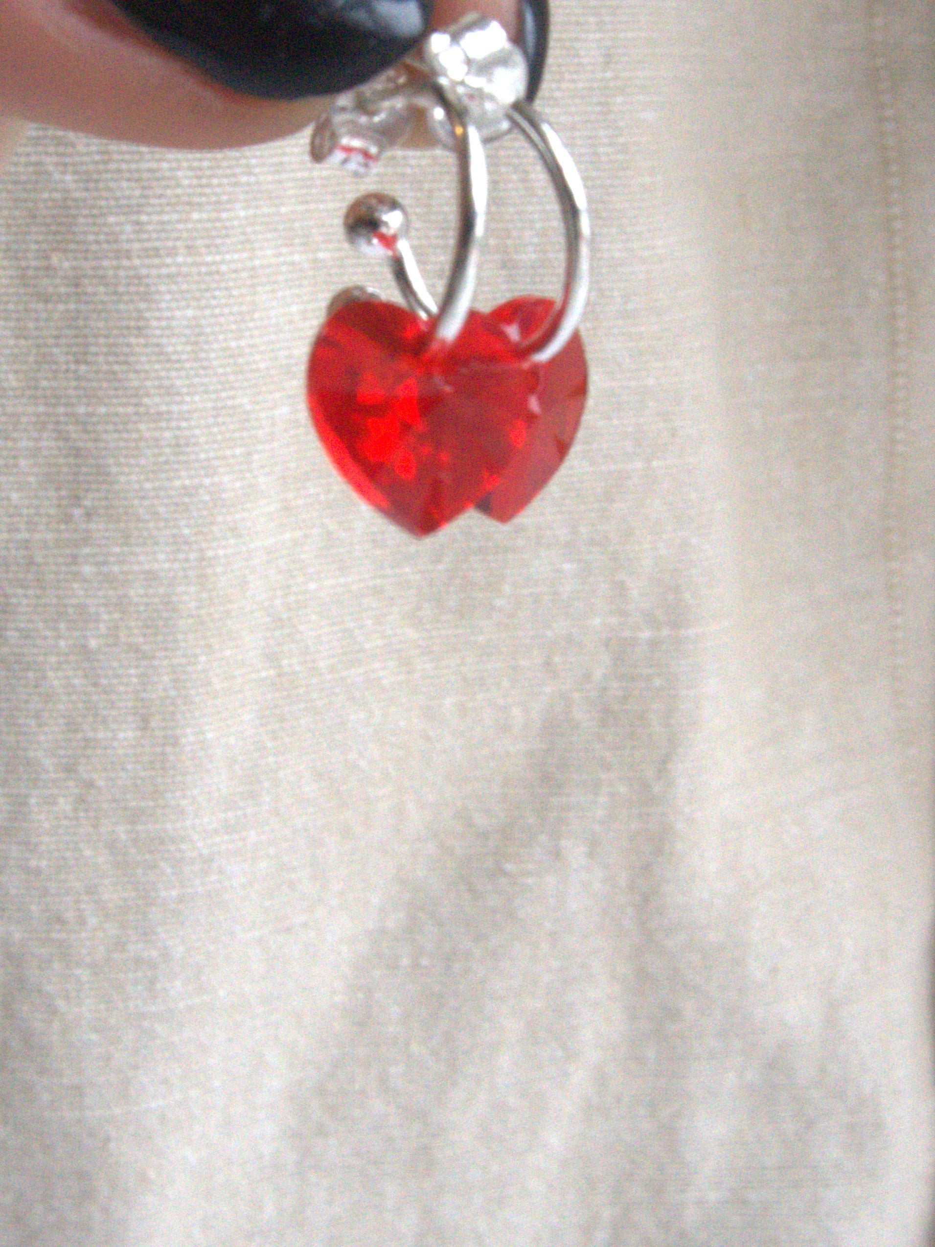 Orecchini cuore di Swarovski Crystal cerchio piccolo - argento bianco