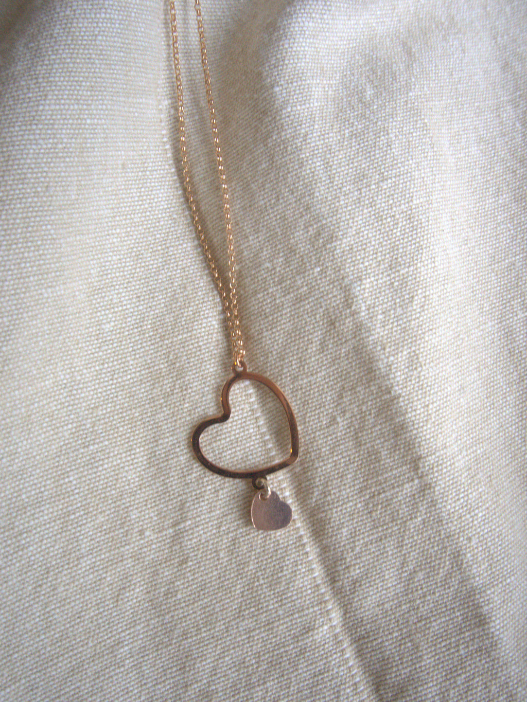 Collana con doppio cuore irregolare - oro rosa