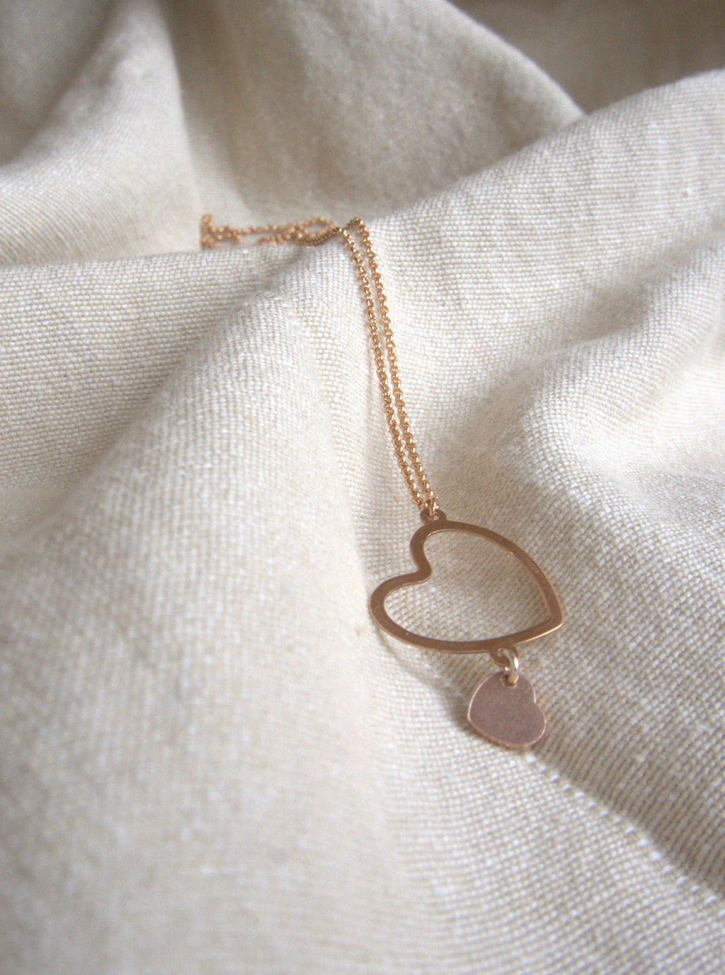 Collana con doppio cuore irregolare - oro rosa