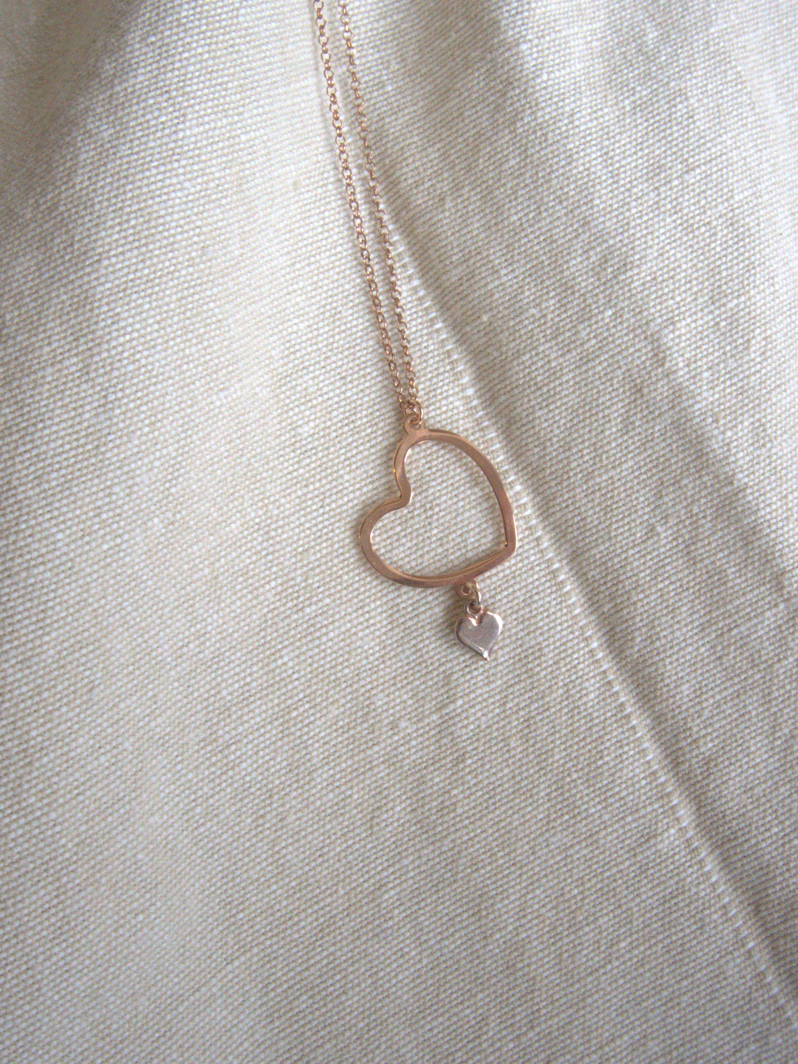Collana con doppio cuore regolare - oro rosa