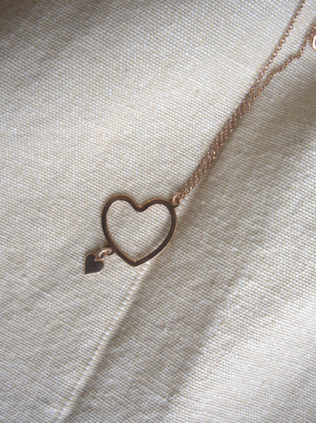 Collana con doppio cuore regolare - oro rosa