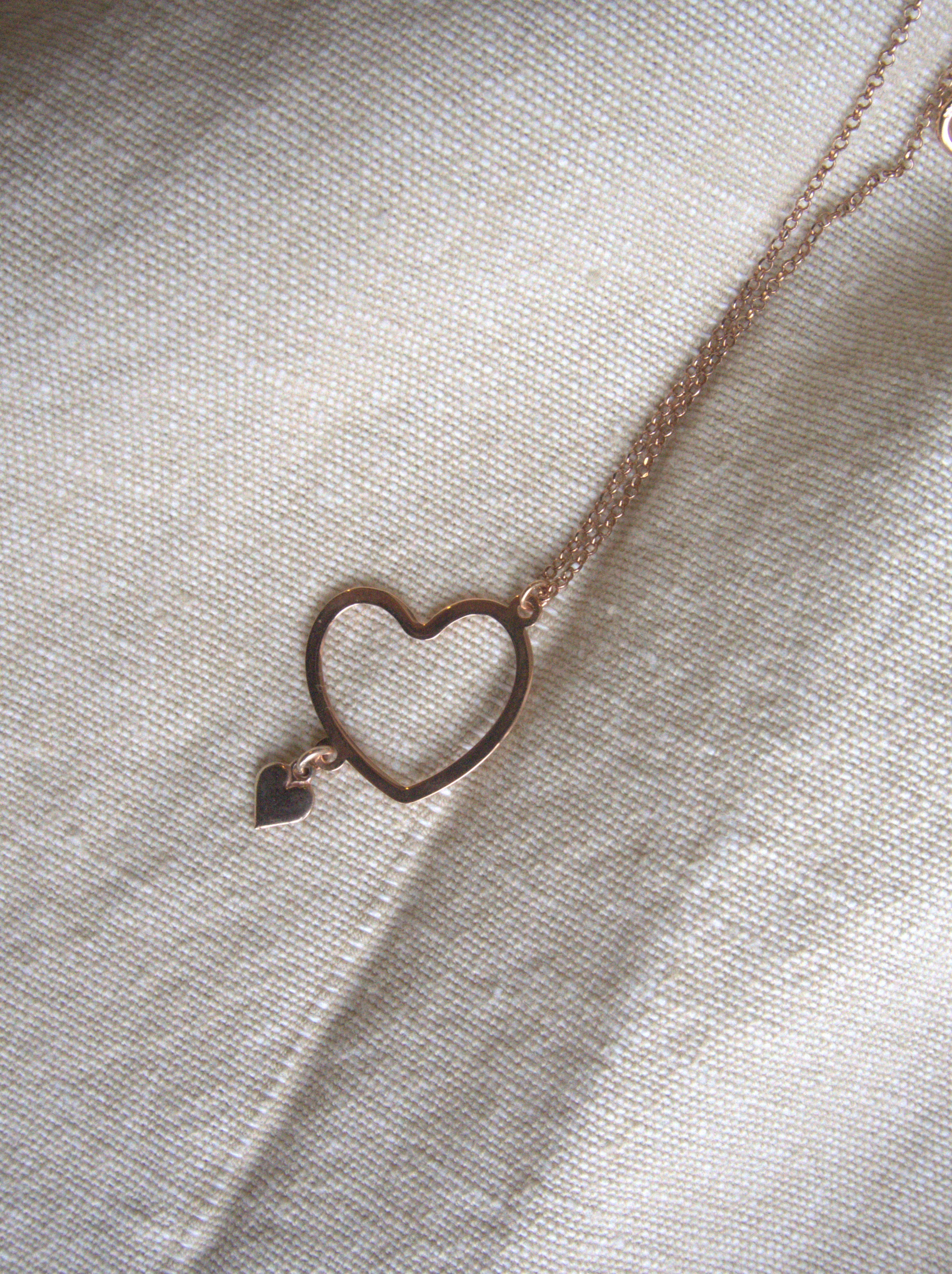 Collana con doppio cuore regolare - oro rosa