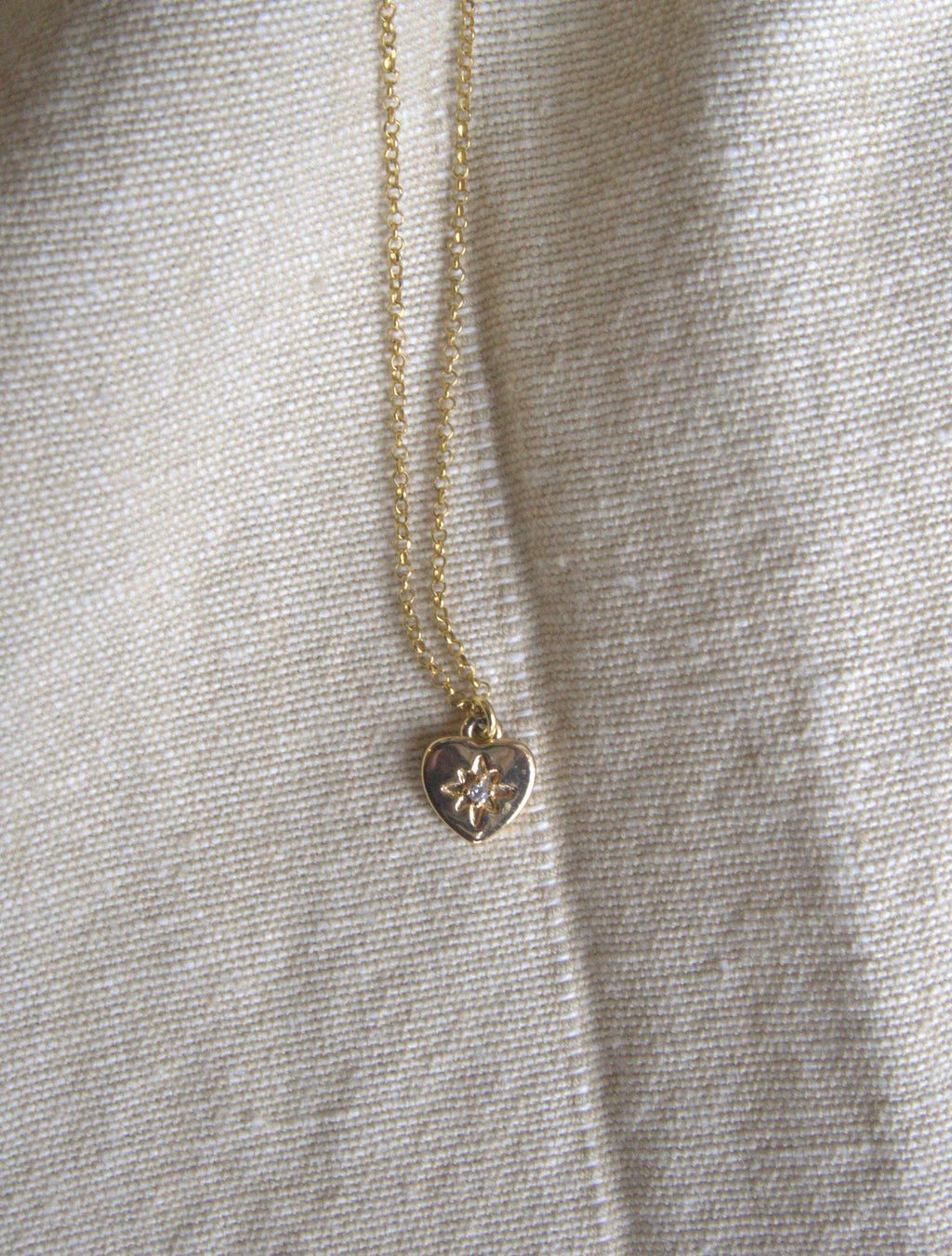 Collana con cuore e zircone trasparente - oro giallo