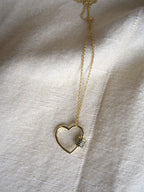 Collana con maxi cuore e zirconi neri - oro giallo