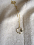 Collana con maxi cuore e zirconi neri - oro giallo