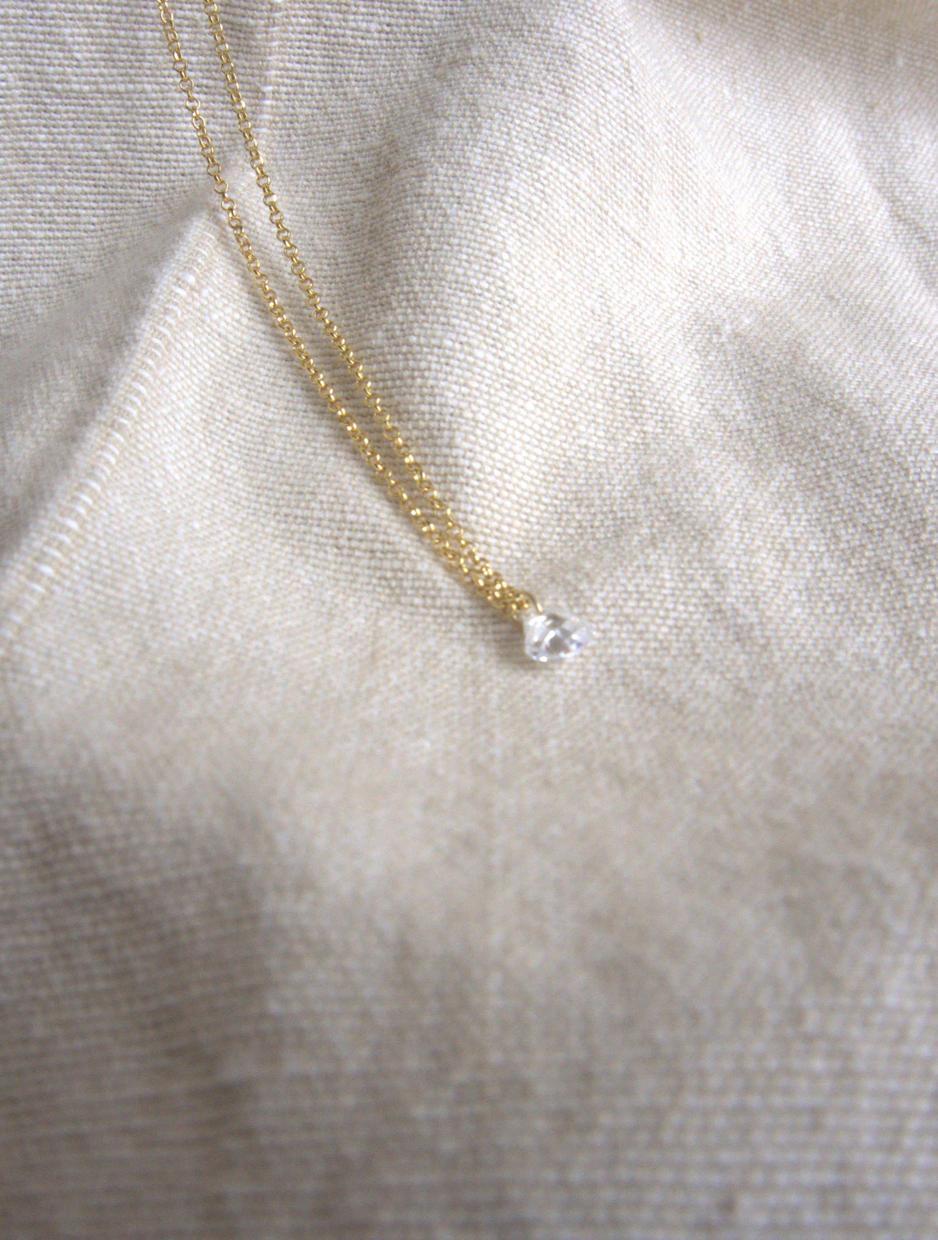 Collana con cuore di zircone trasparente - oro giallo