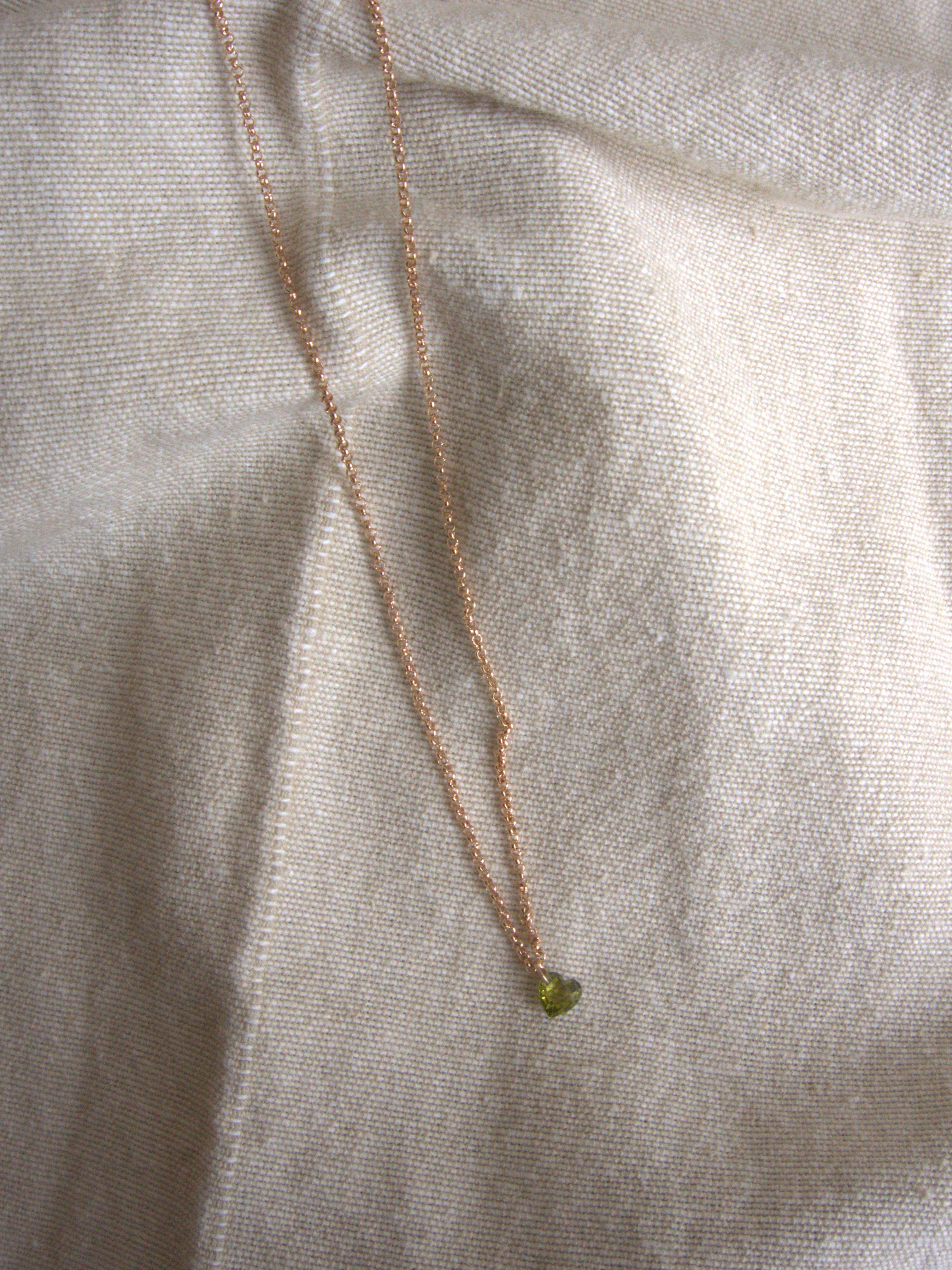 Collana con cuore di zircone verde- oro rosa