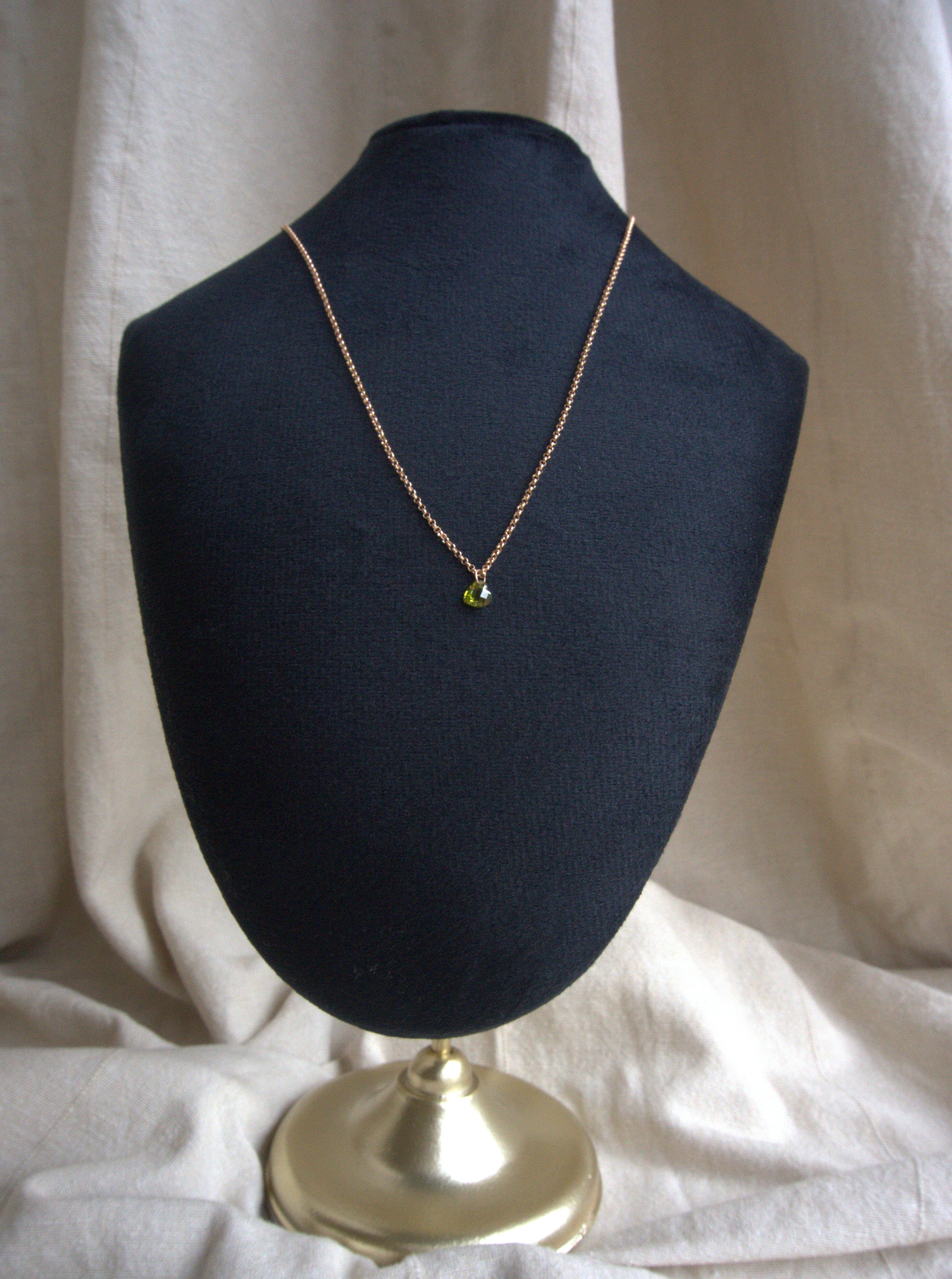 Collana con cuore di zircone verde- oro rosa