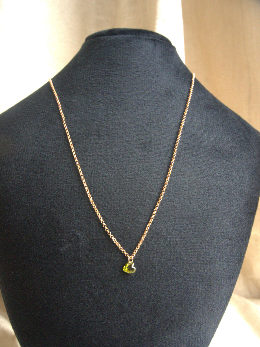 Collana con cuore di zircone verde- oro rosa