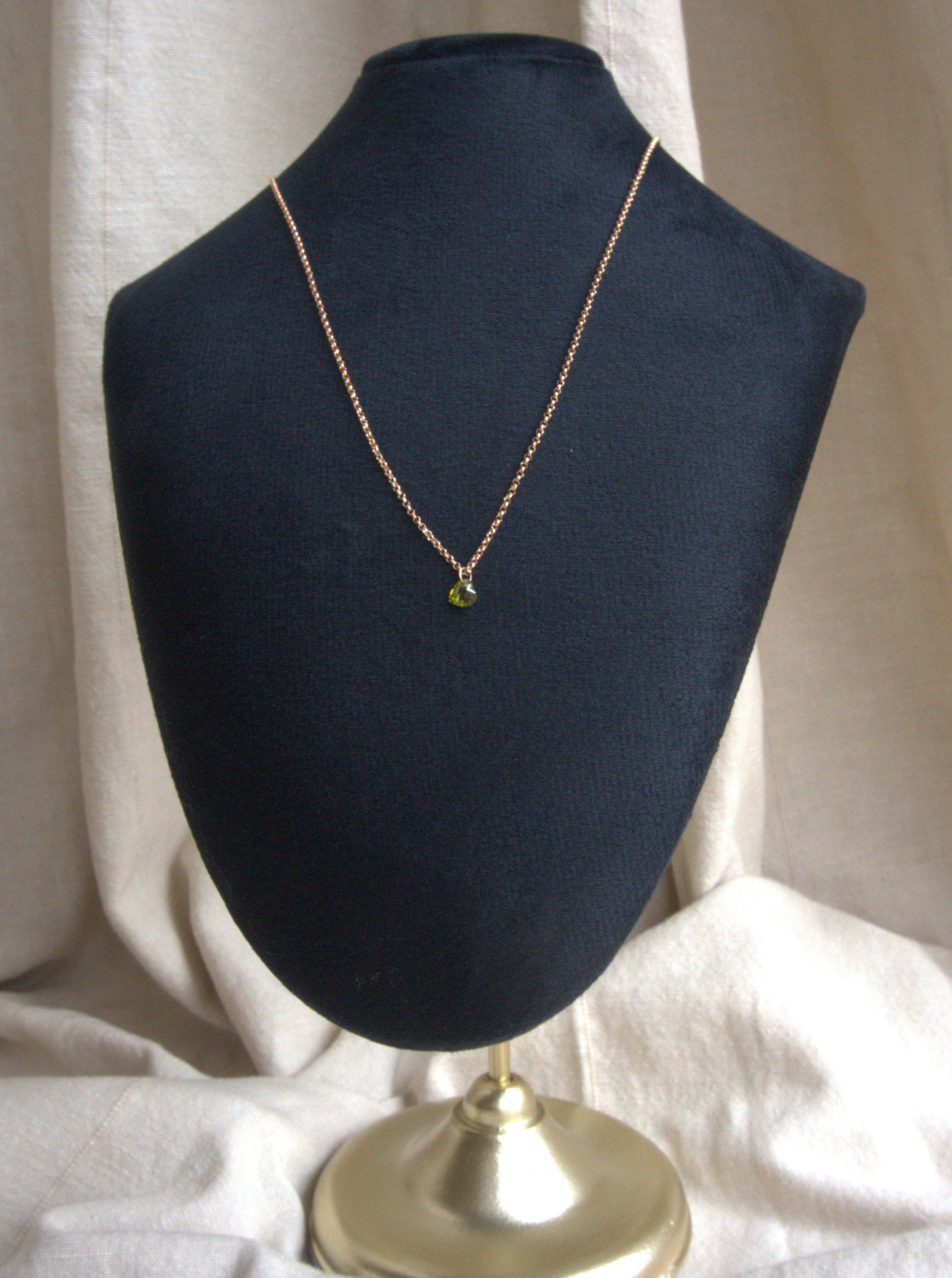 Collana con cuore di zircone verde- oro rosa