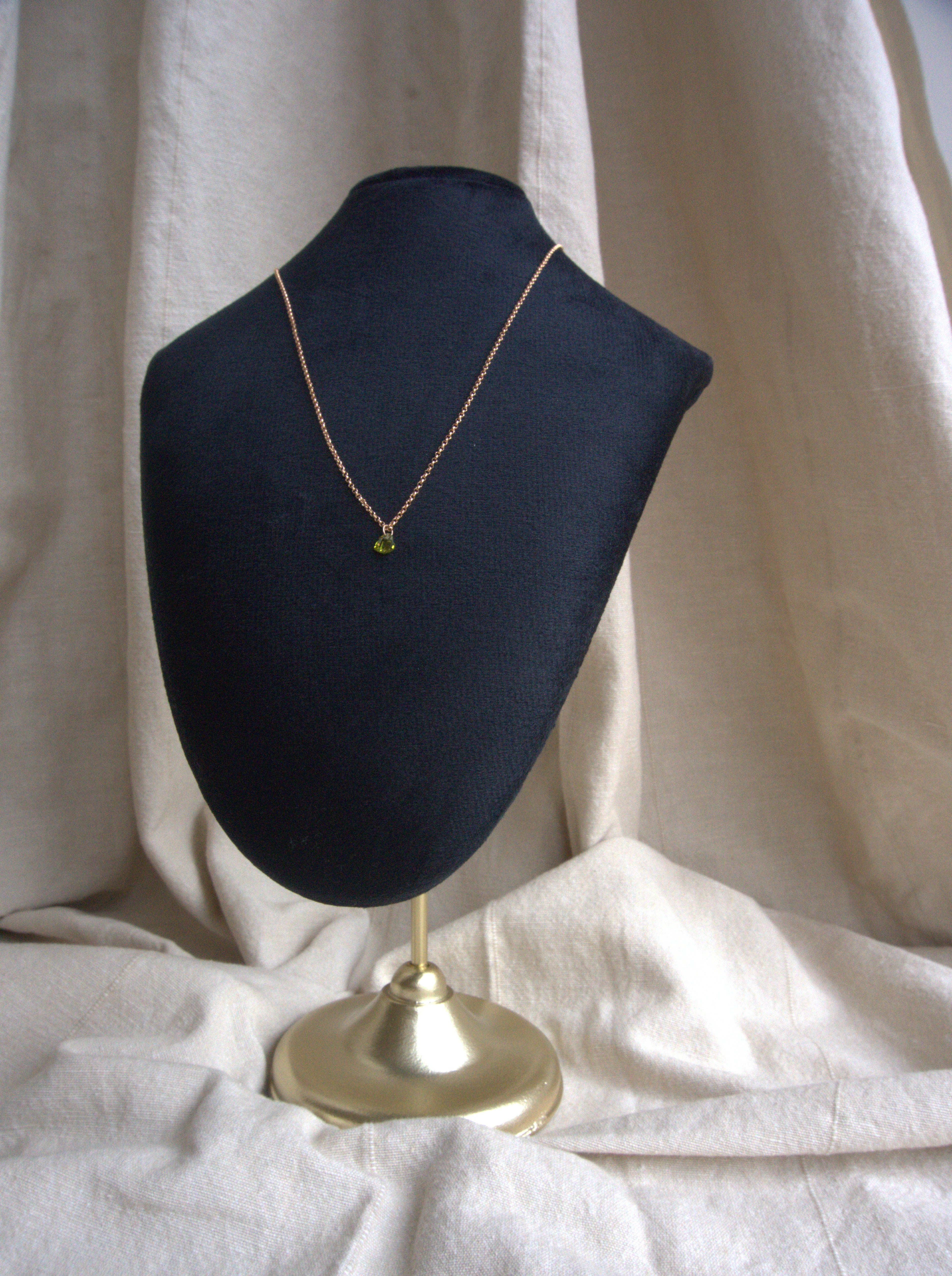 Collana con cuore di zircone verde- oro rosa