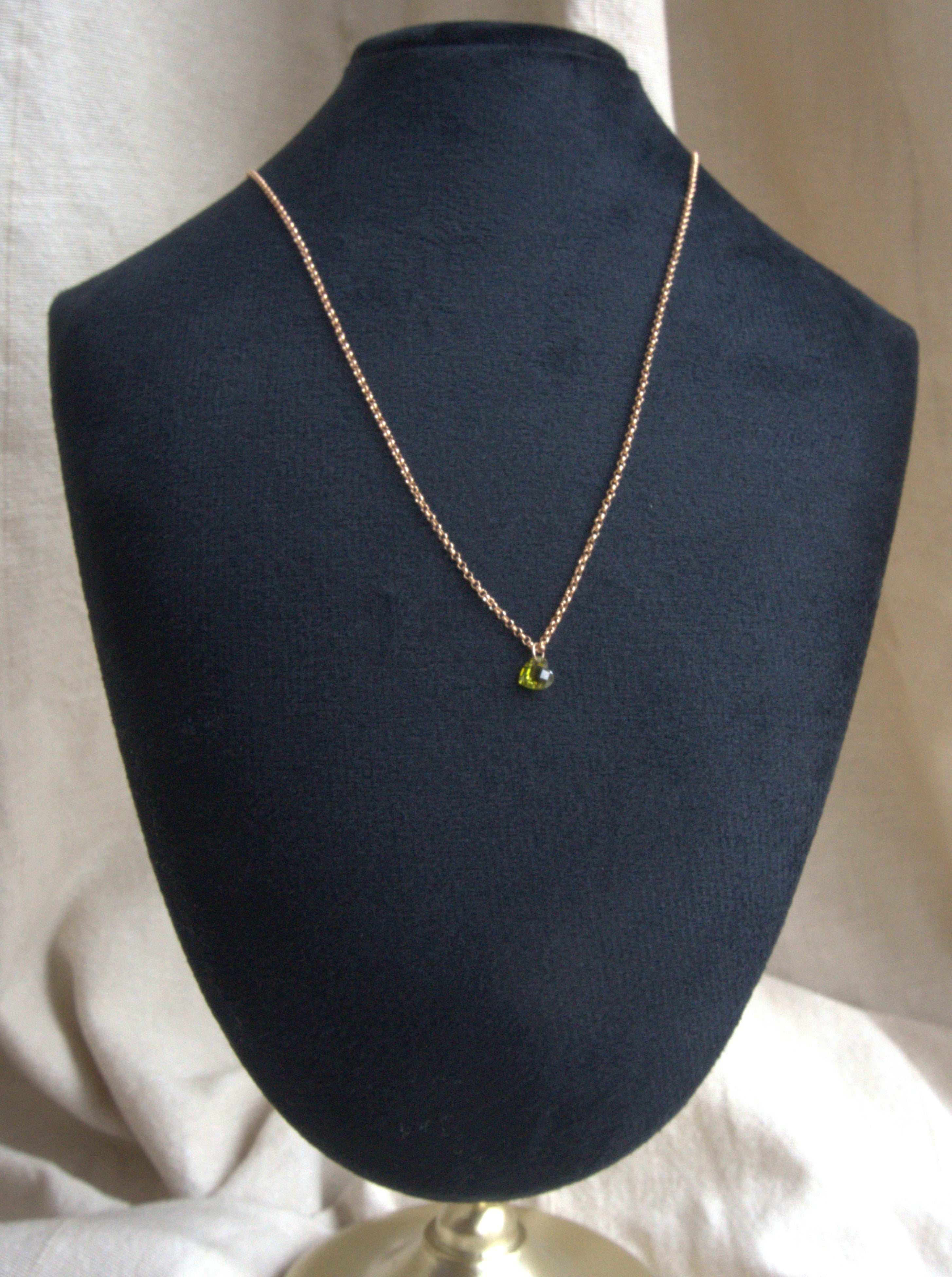 Collana con cuore di zircone verde- oro rosa