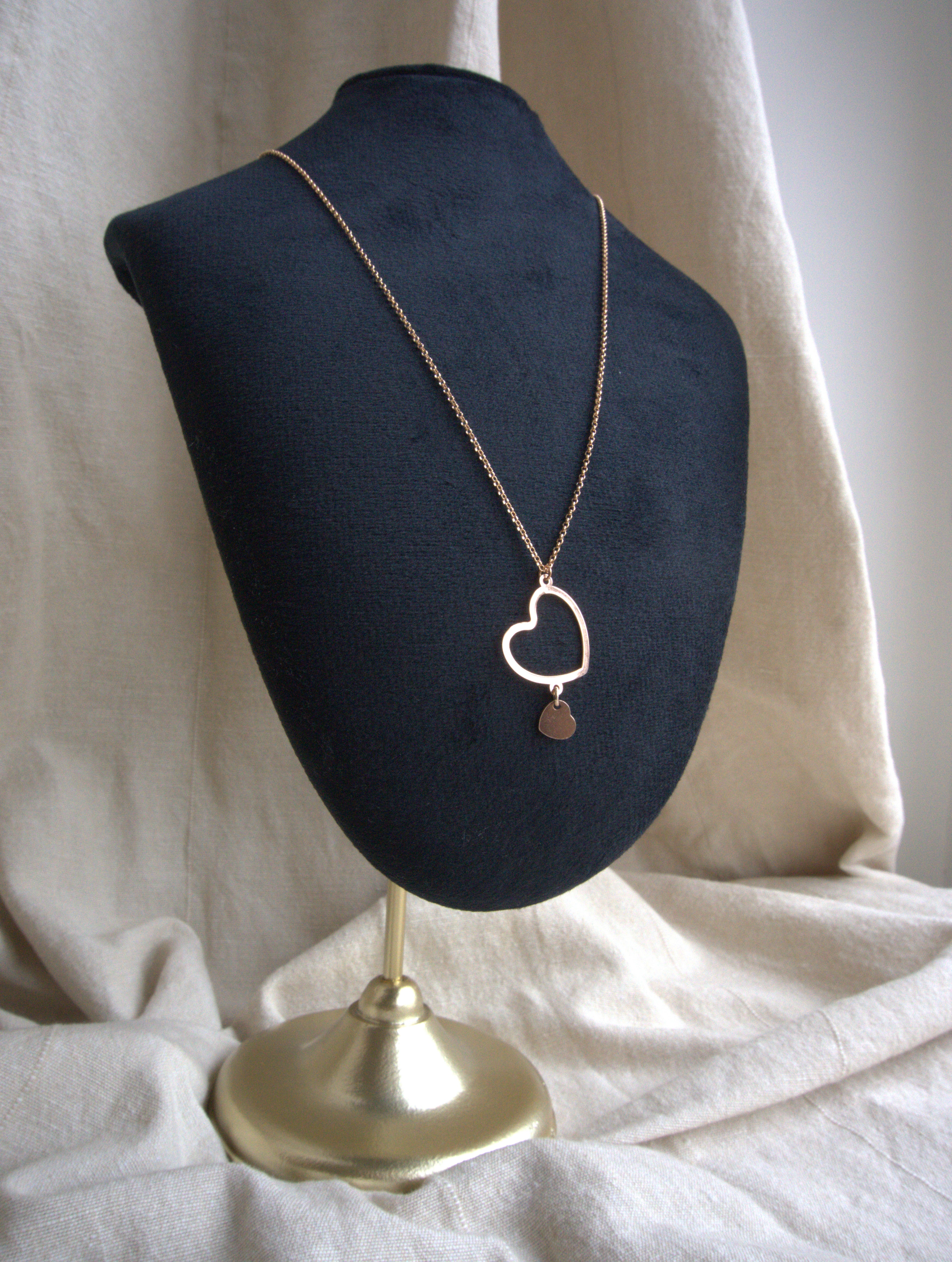 Collana con doppio cuore irregolare - oro rosa