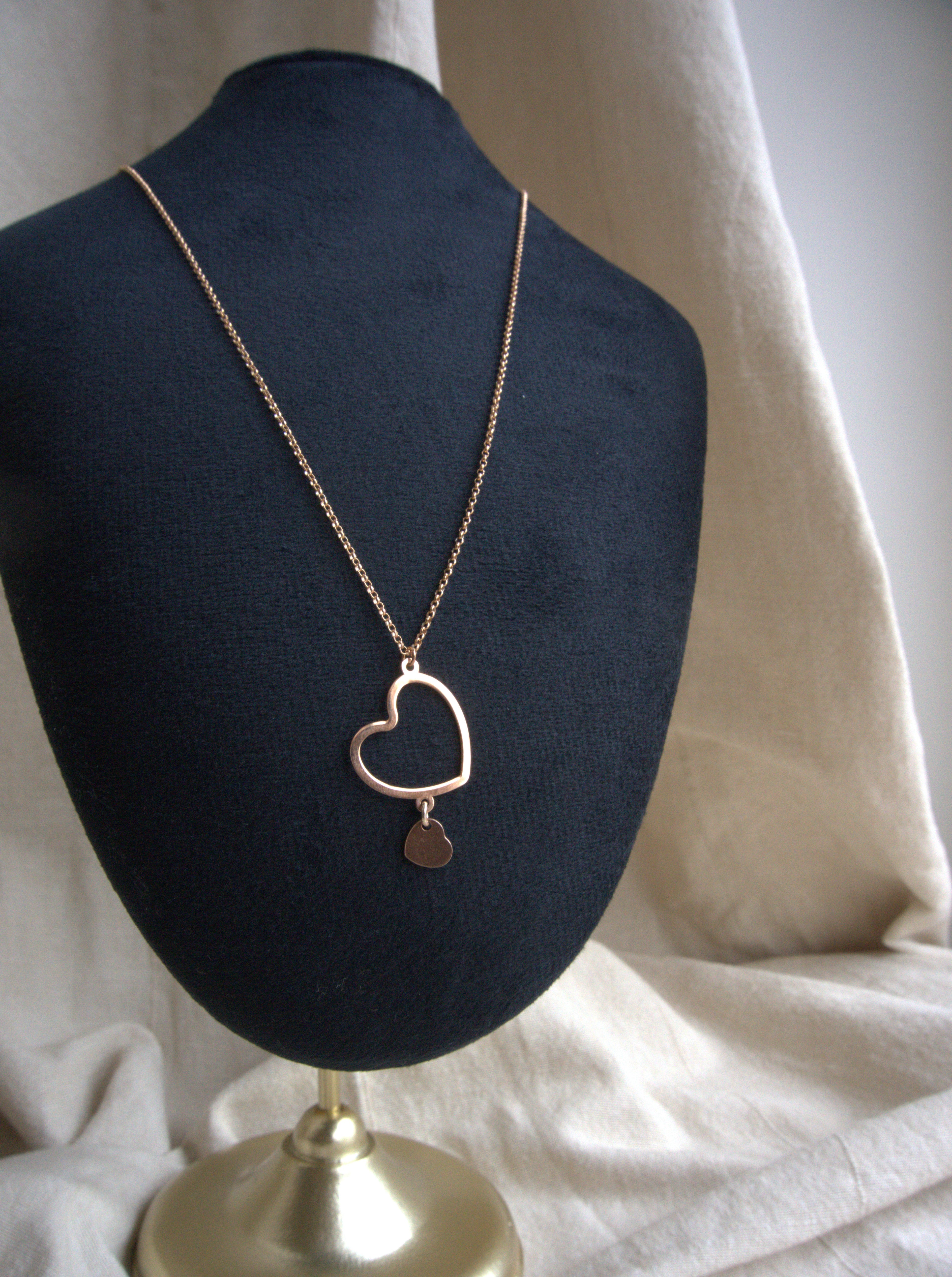 Collana con doppio cuore irregolare - oro rosa