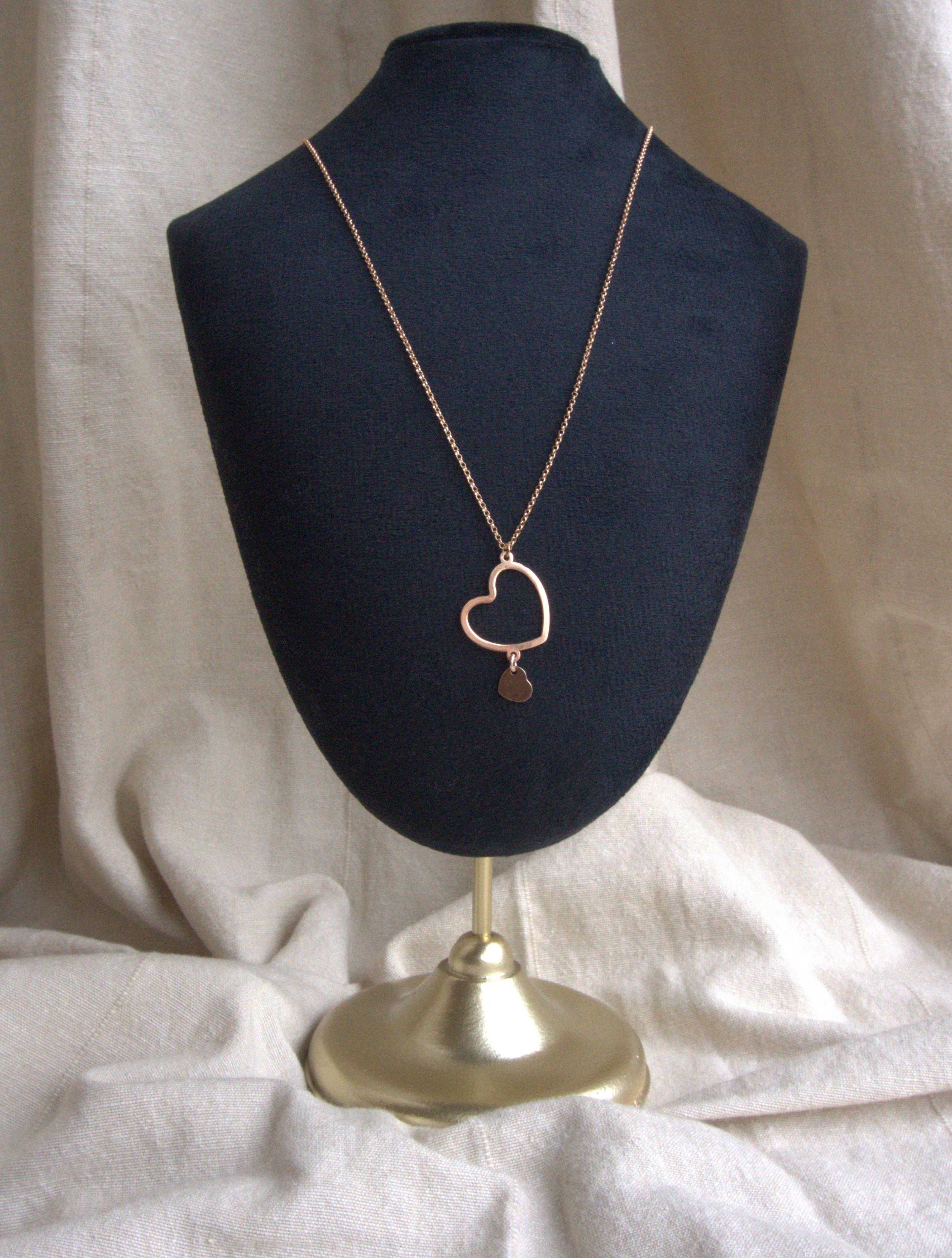 Collana con doppio cuore irregolare - oro rosa