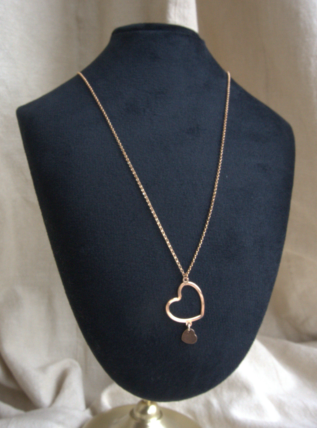 Collana con doppio cuore irregolare - oro rosa