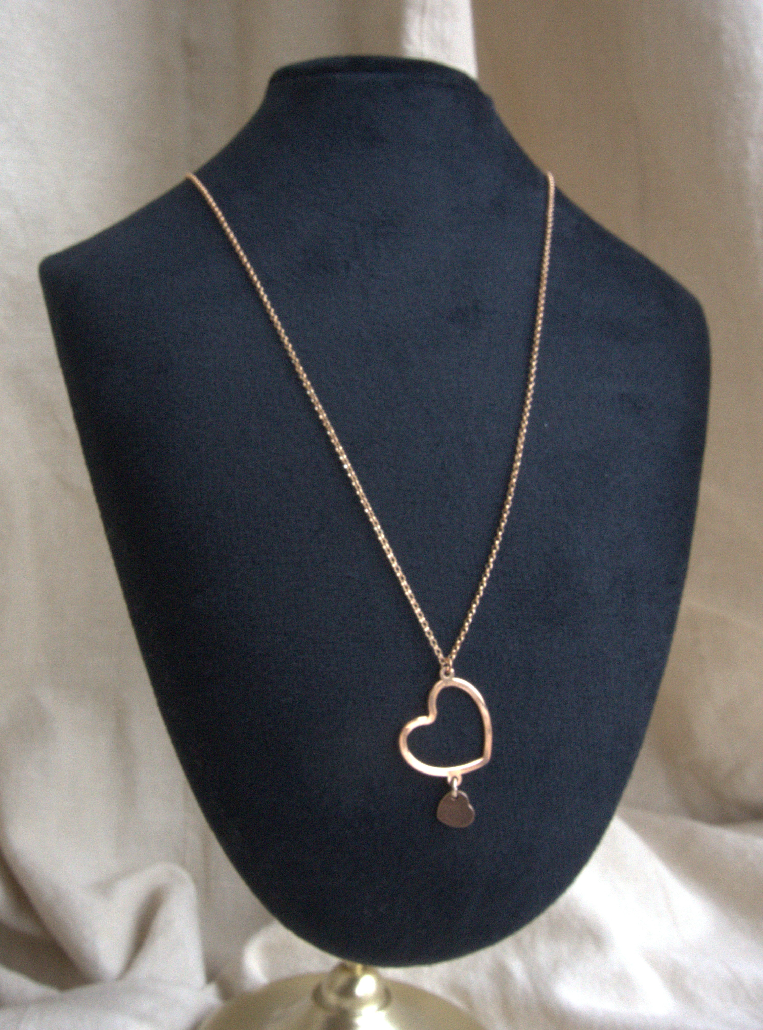 Collana con doppio cuore irregolare - oro rosa