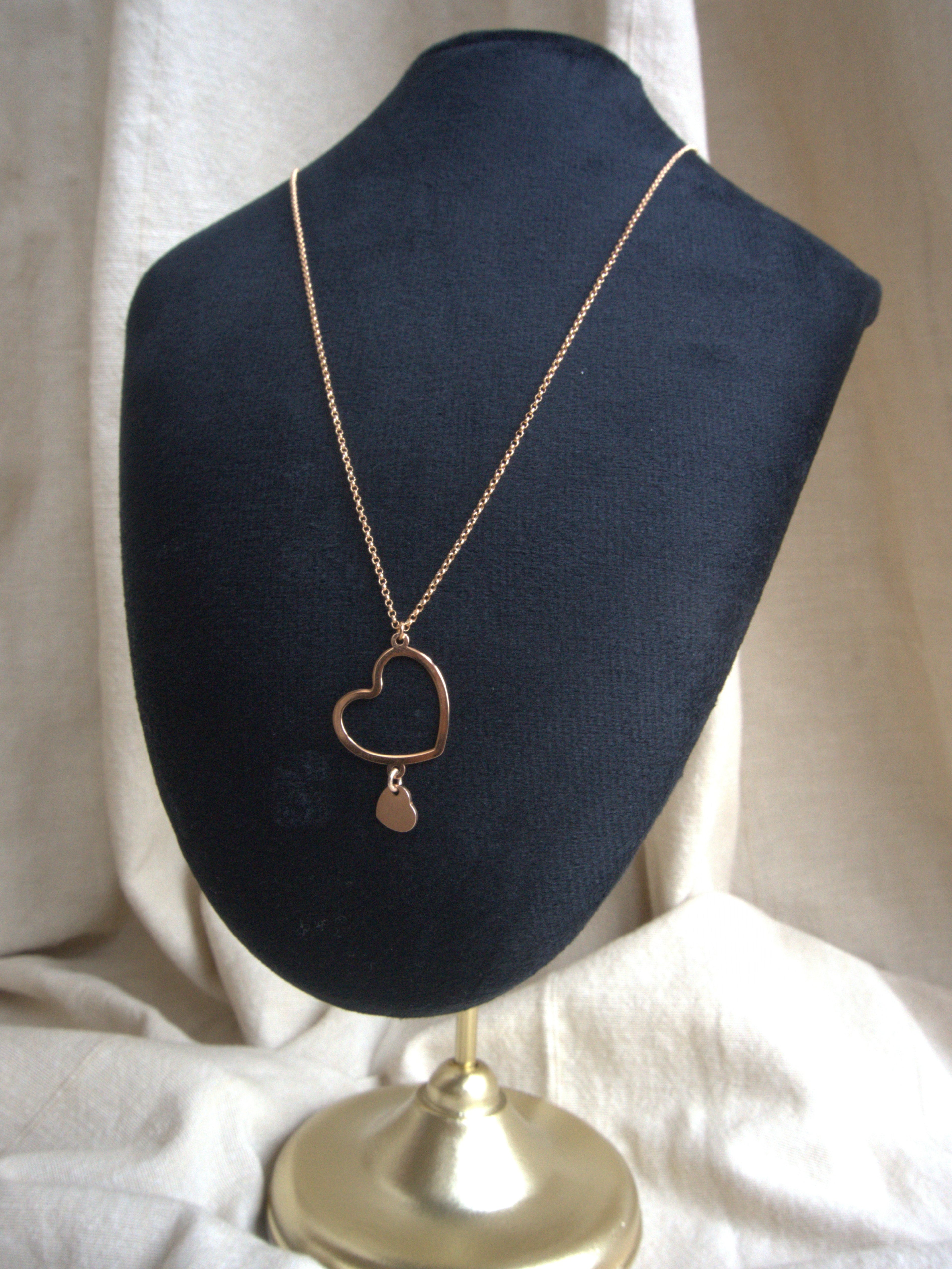 Collana con doppio cuore irregolare - oro rosa