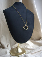 Collana con maxi cuore e zirconi neri - oro giallo