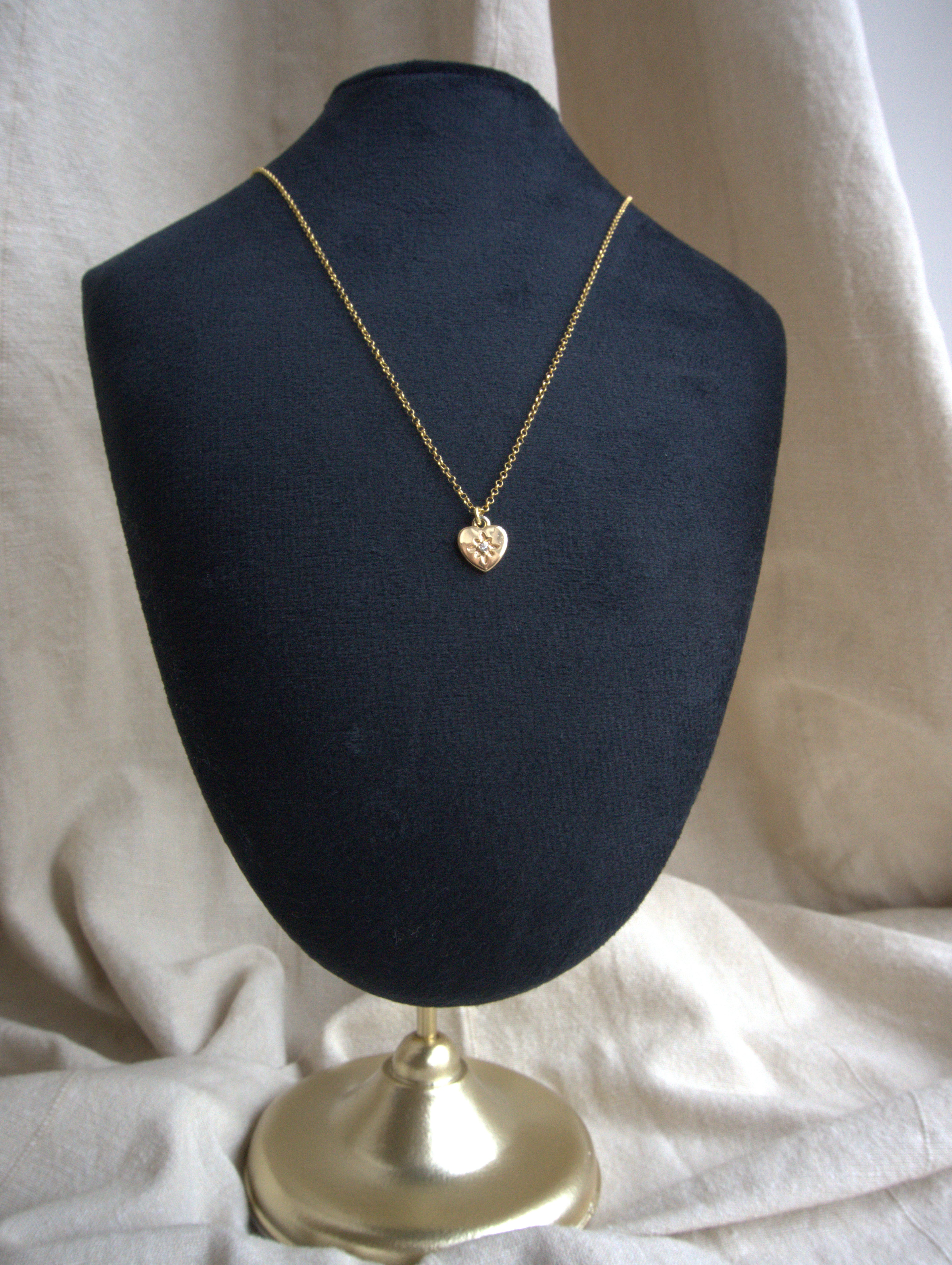 Collana con cuore e zircone trasparente - oro giallo