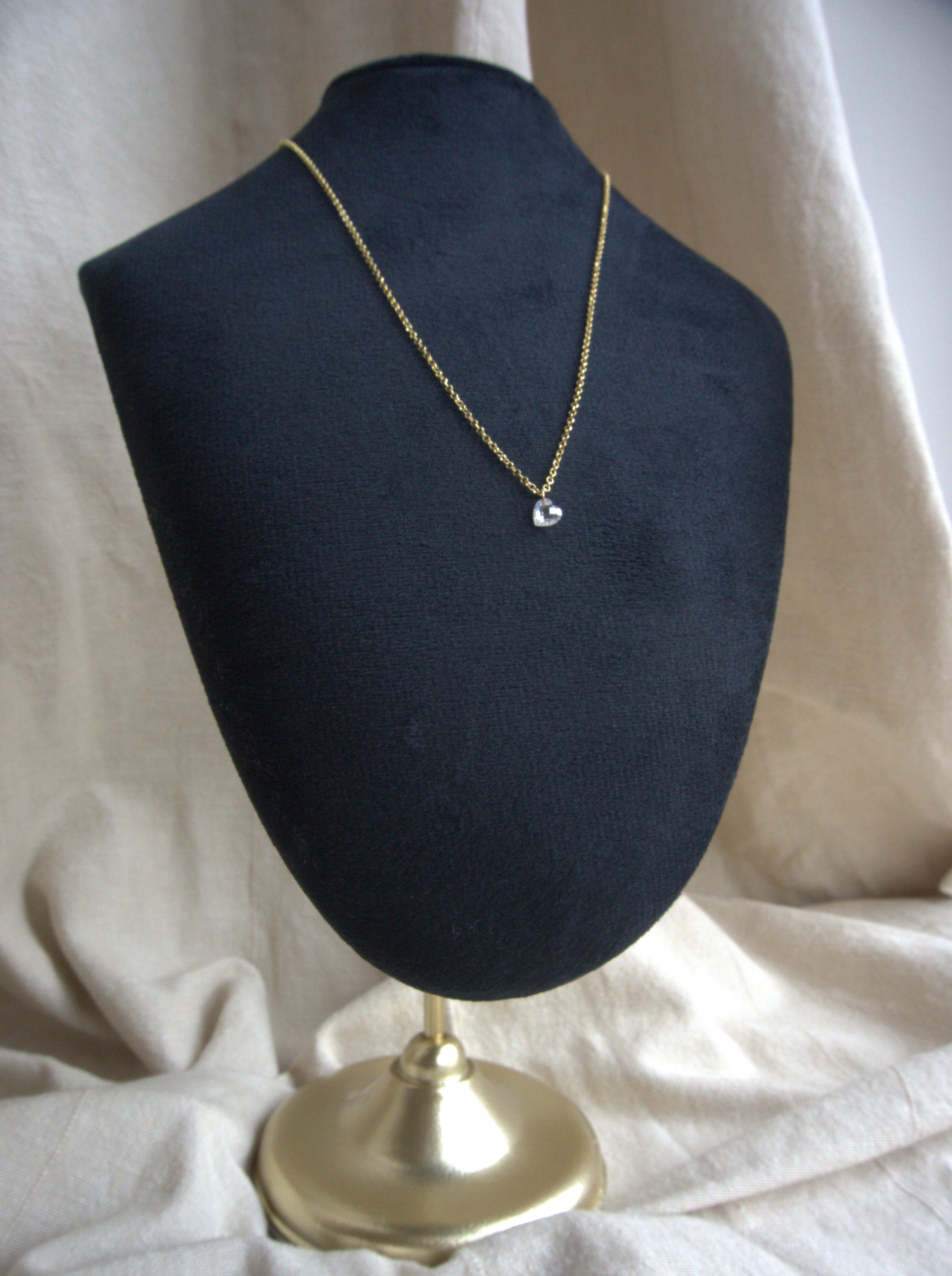 Collana con cuore di zircone trasparente - oro giallo