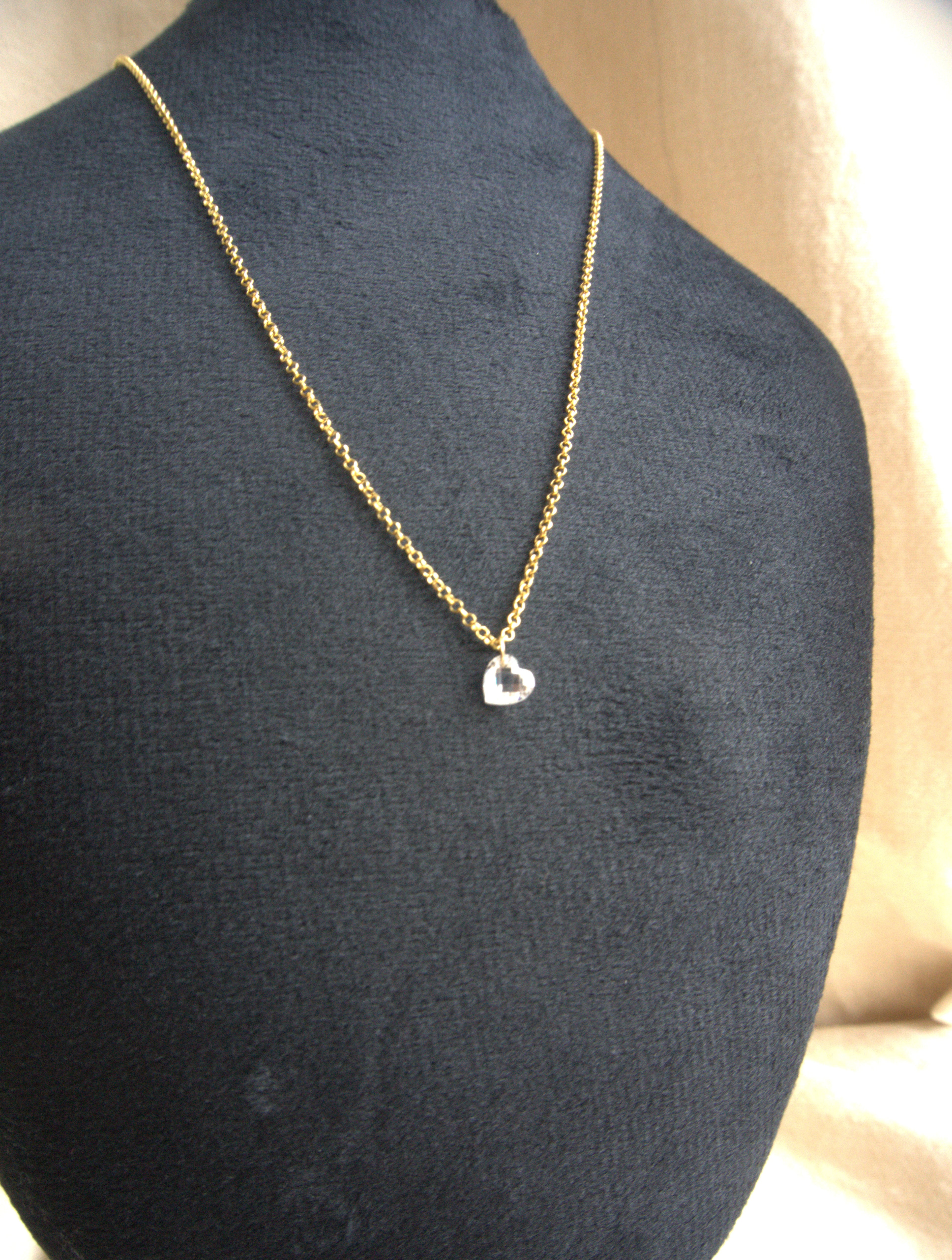 Collana con cuore di zircone trasparente - oro giallo