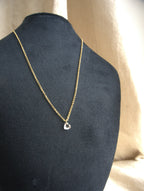 Collana con cuore di zircone trasparente - oro giallo