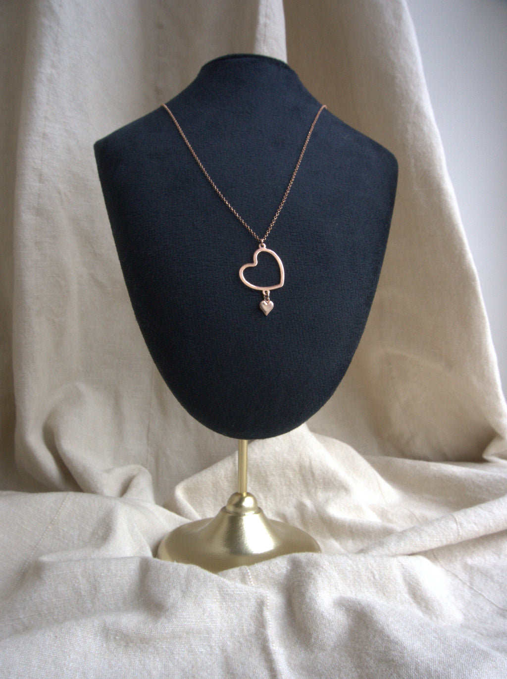 Collana con doppio cuore regolare - oro rosa