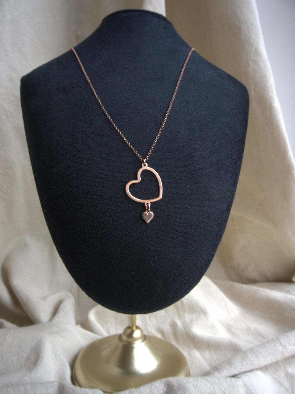 Collana con doppio cuore regolare - oro rosa