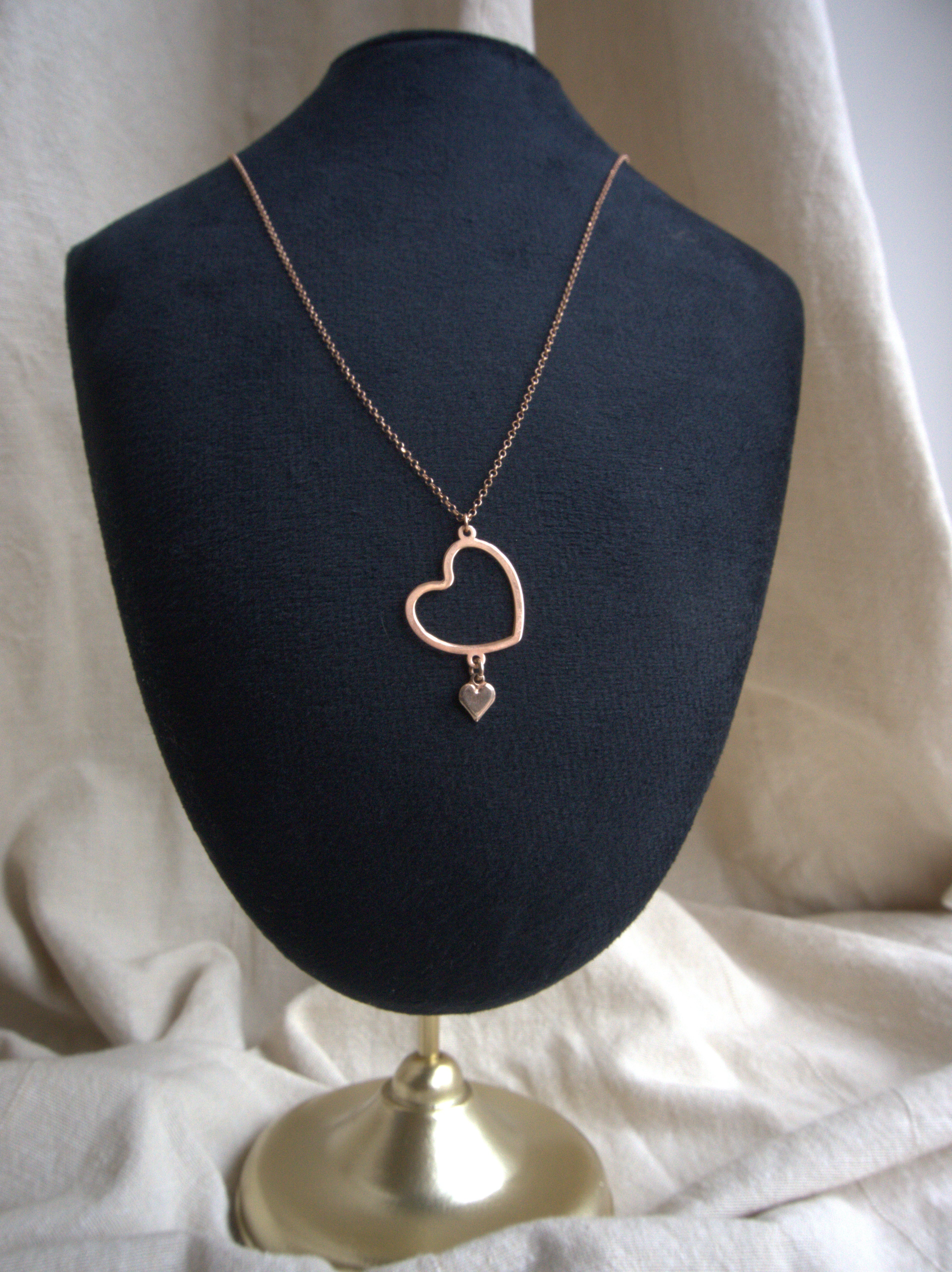 Collana con doppio cuore regolare - oro rosa