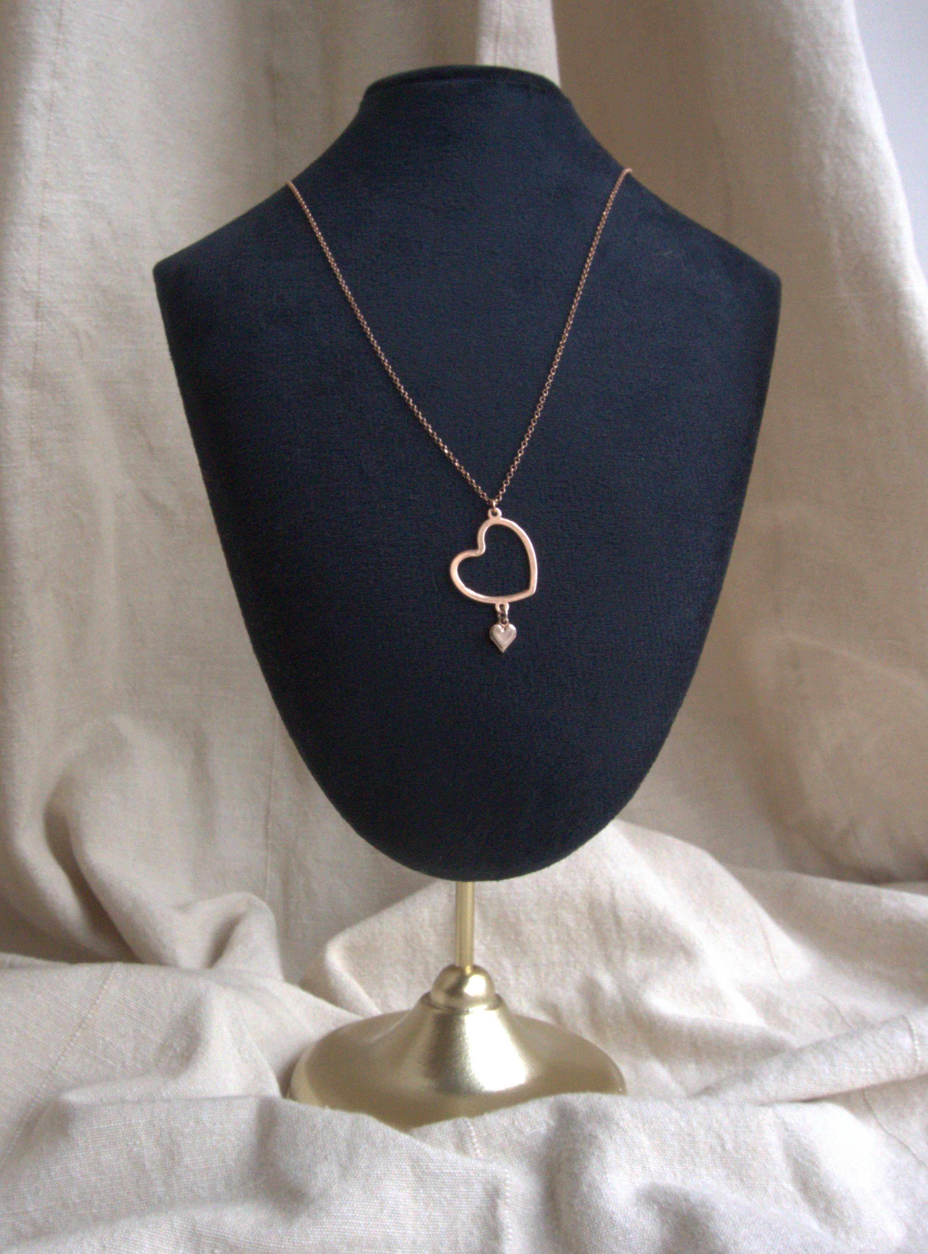 Collana con doppio cuore regolare - oro rosa