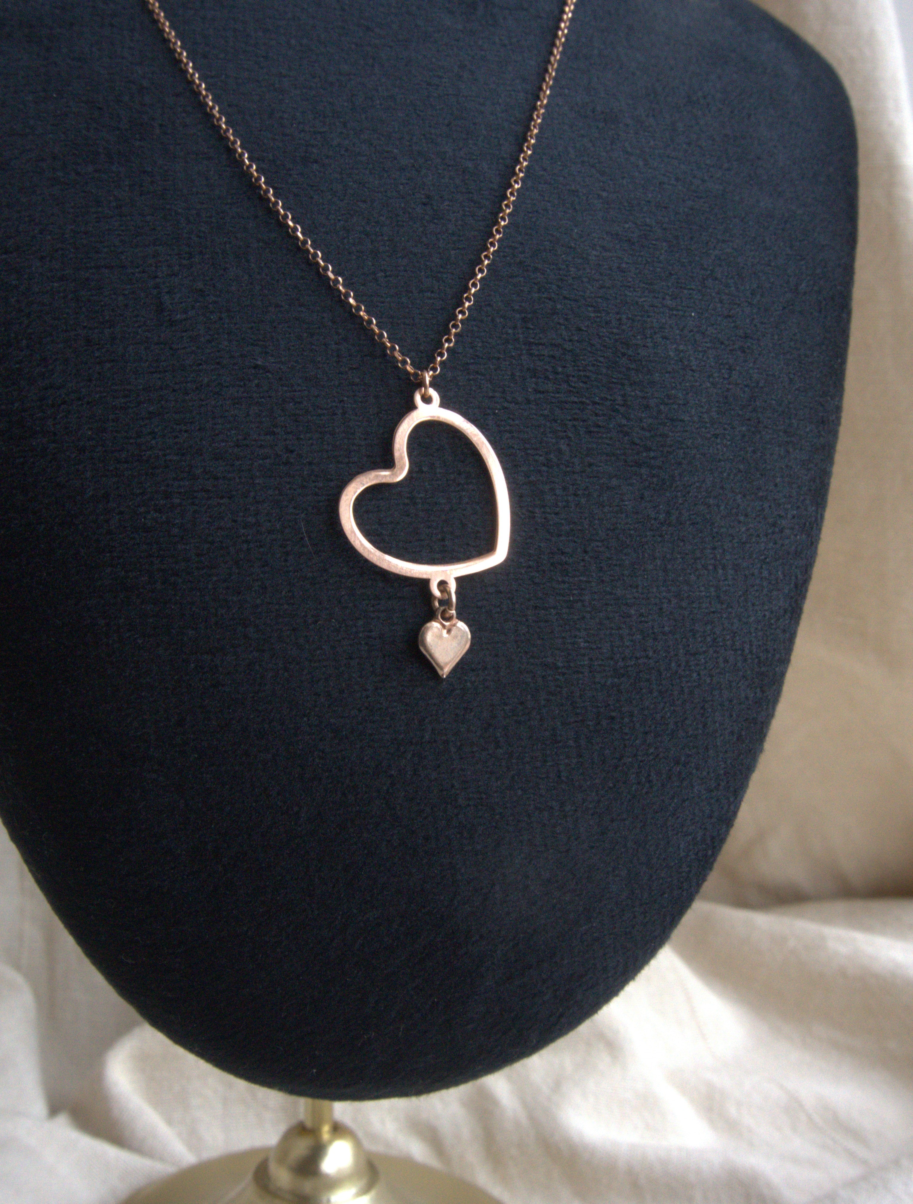 Collana con doppio cuore regolare - oro rosa
