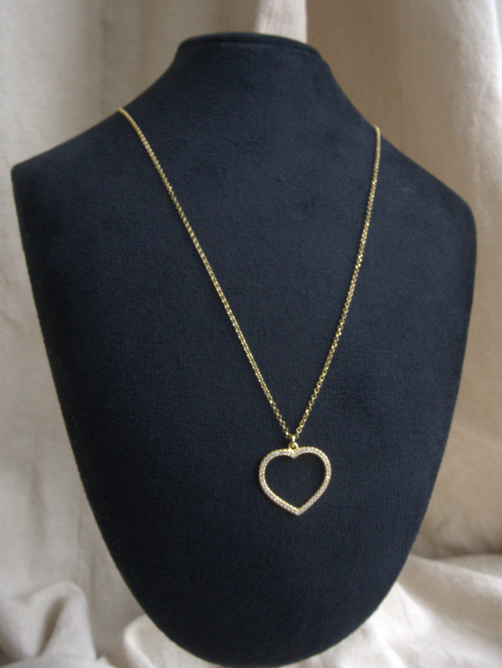 Collana con cuore grande e zirconi trasparenti - oro giallo