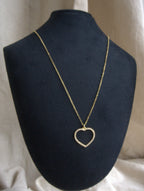 Collana con cuore grande e zirconi trasparenti - oro giallo