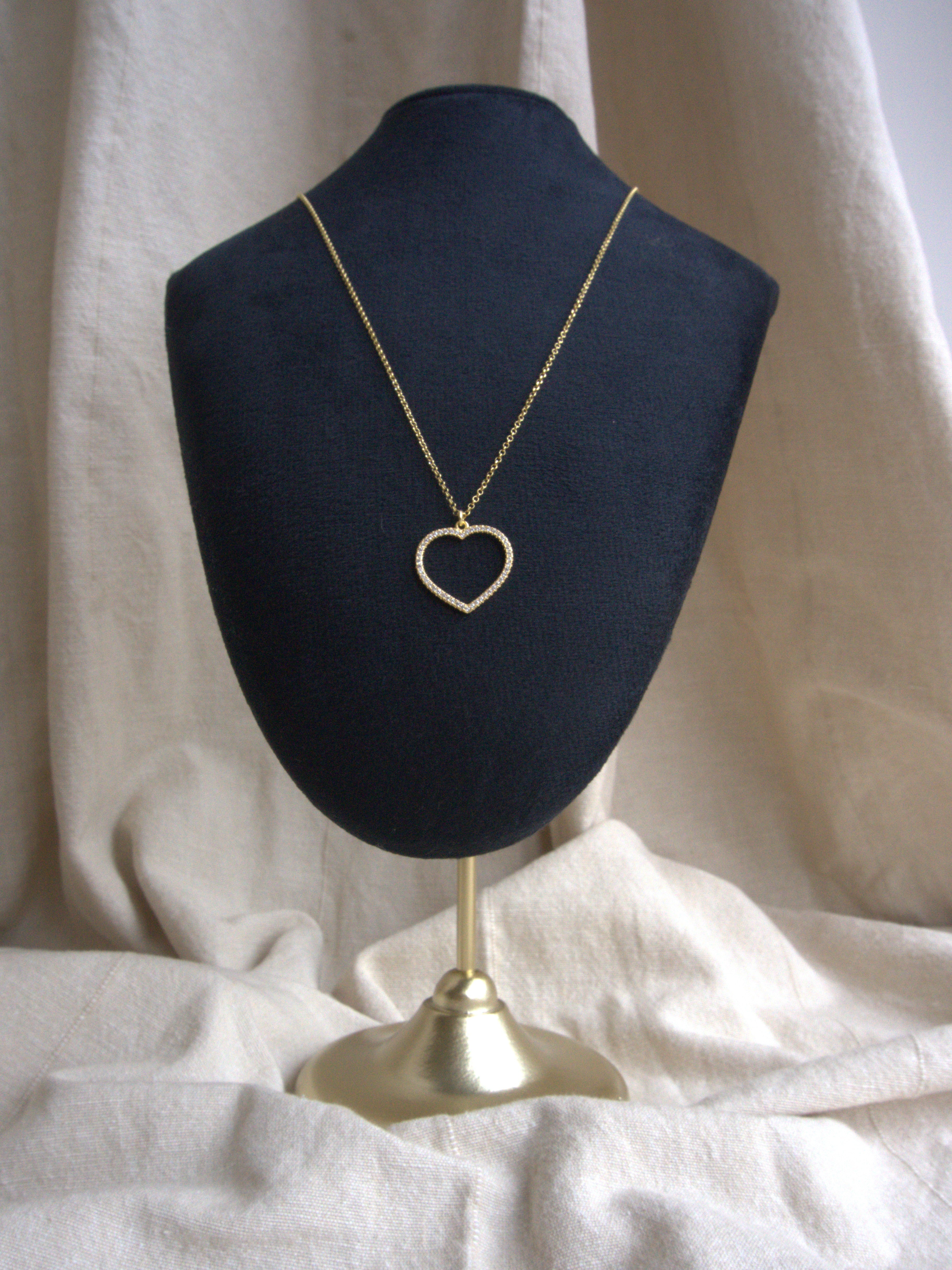 Collana con cuore grande e zirconi trasparenti - oro giallo