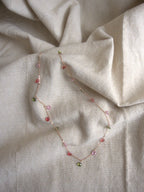 Collana girocollo Ciondolini con cuori di zirconi multicolor rosa, rossi e verdi - oro rosa