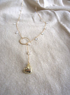 Collana lunga Ciondolini con cuori di zirconi trasparenti - oro giallo