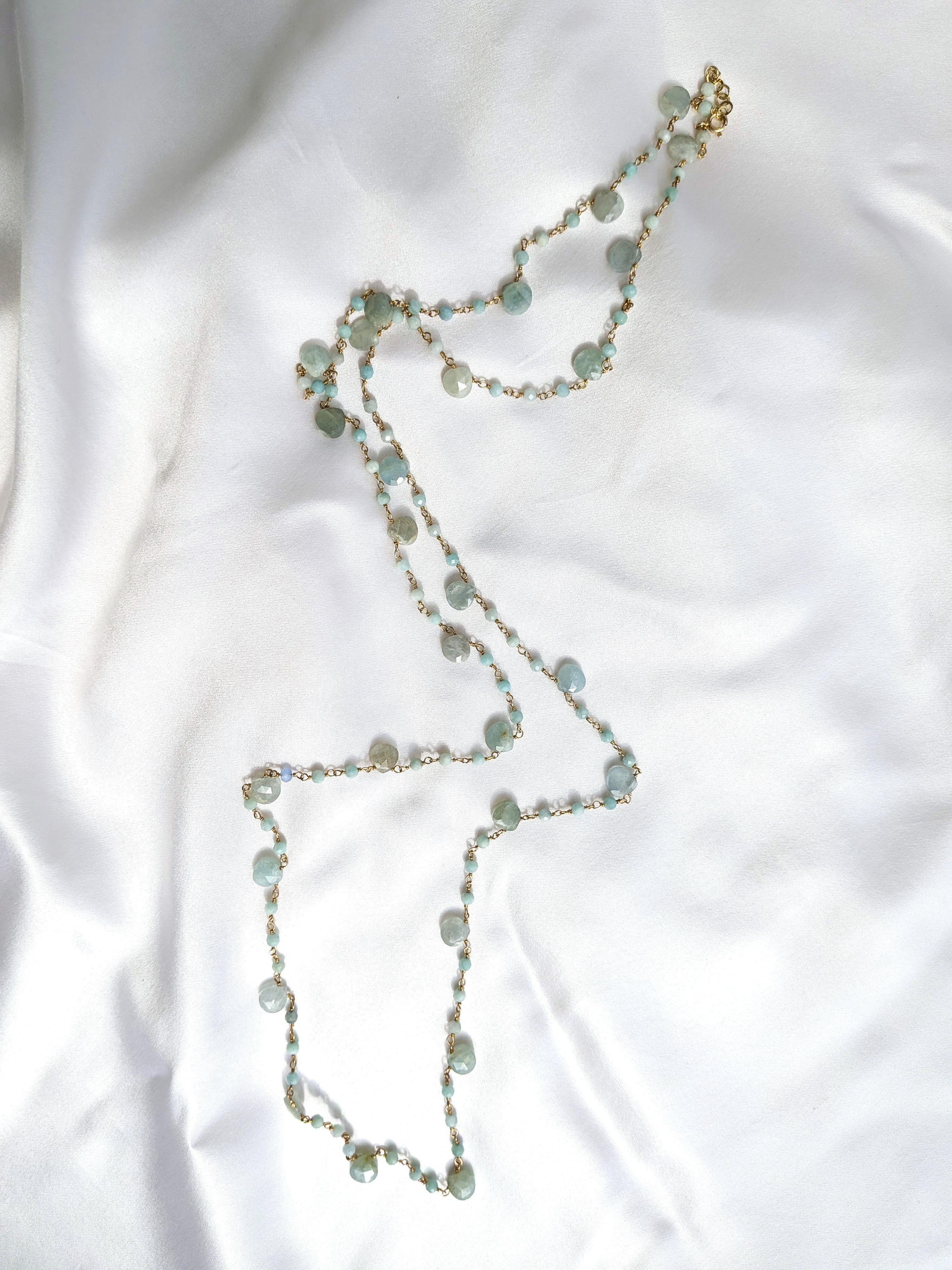 Collana Rosario lunga con pietre a goccia - Amazzonite