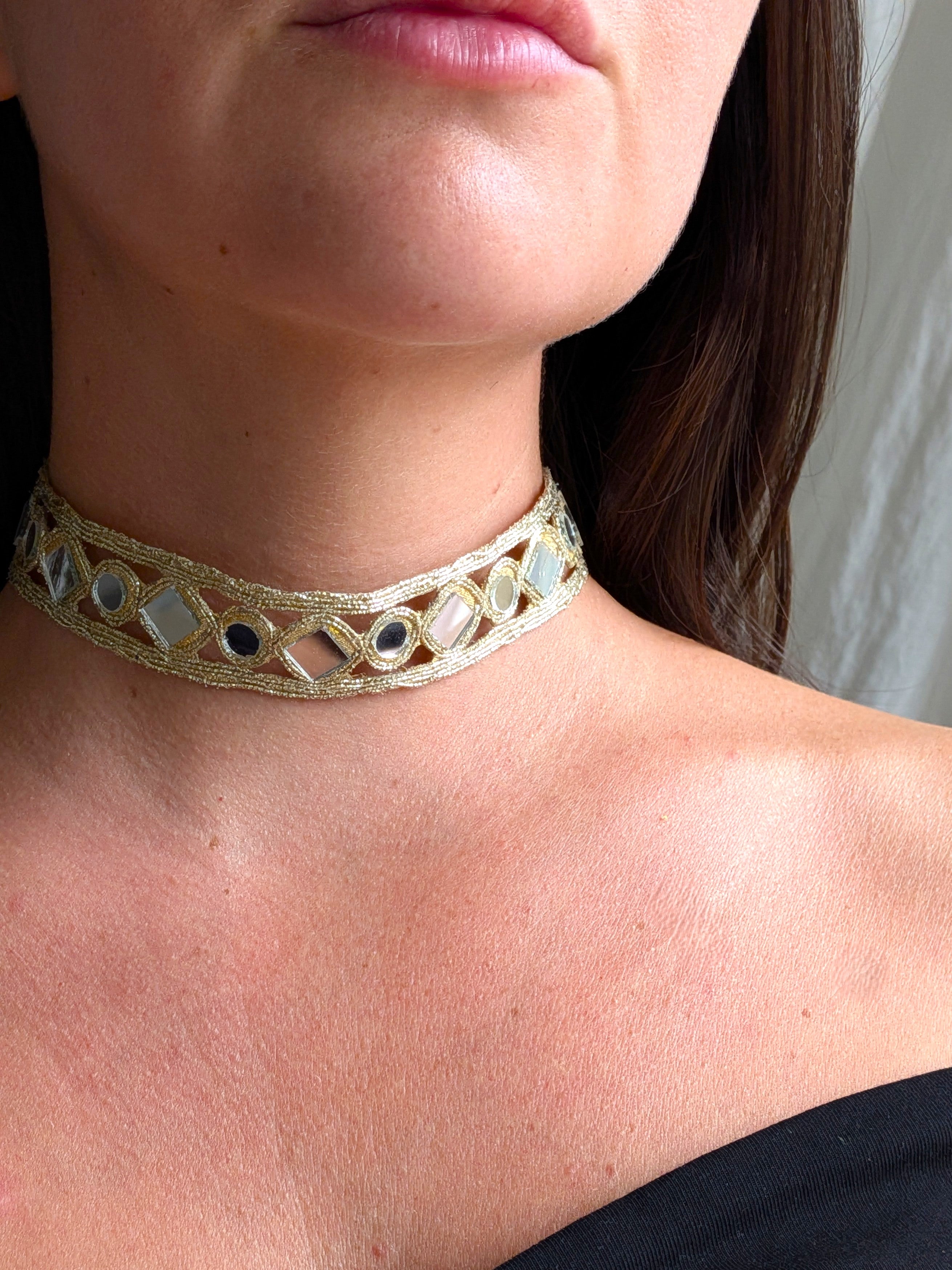 Collana Choker Rombi e Cerchi - Oro
